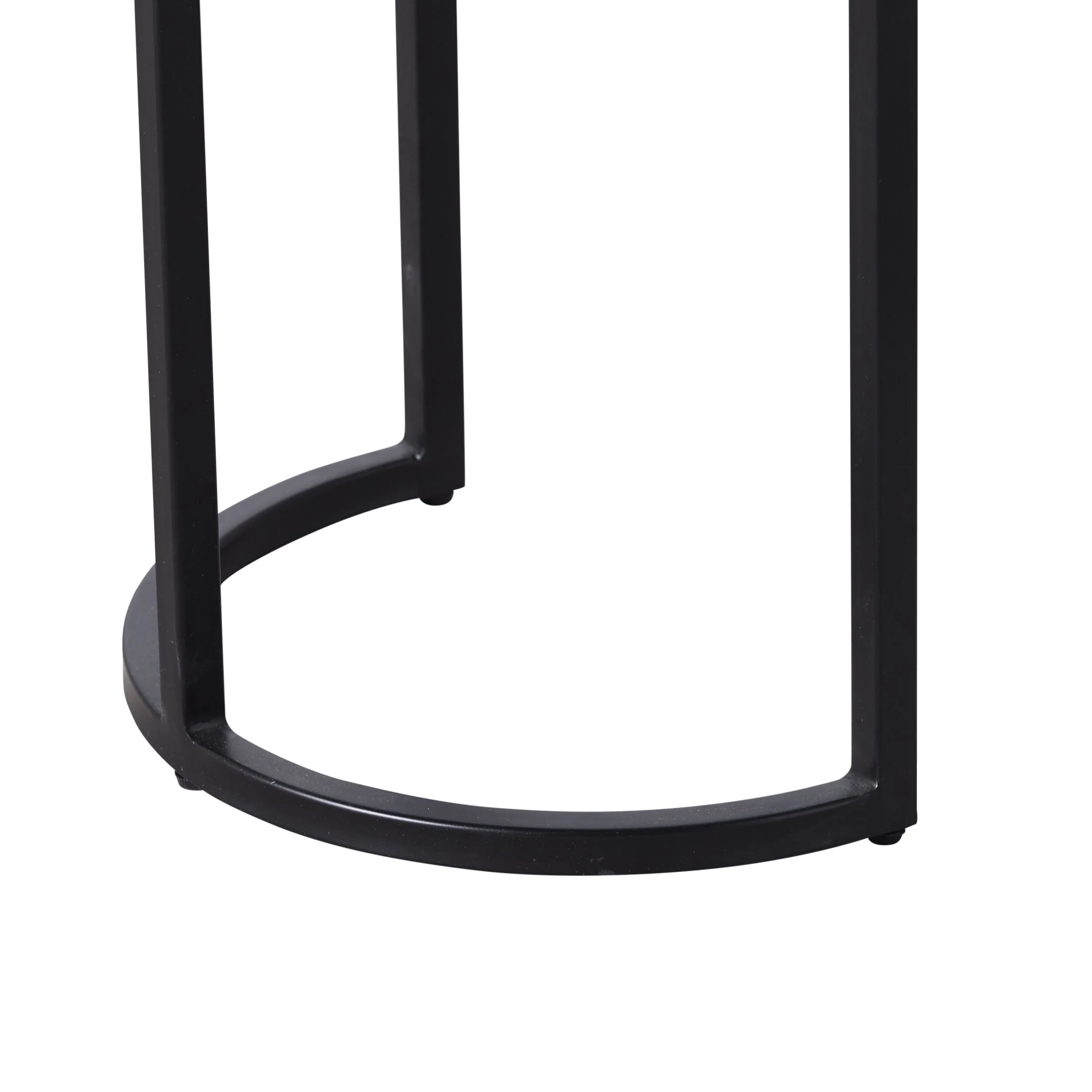 Travertine Half Moon Side Table With Black Frame 48x25x44cm - Image 5