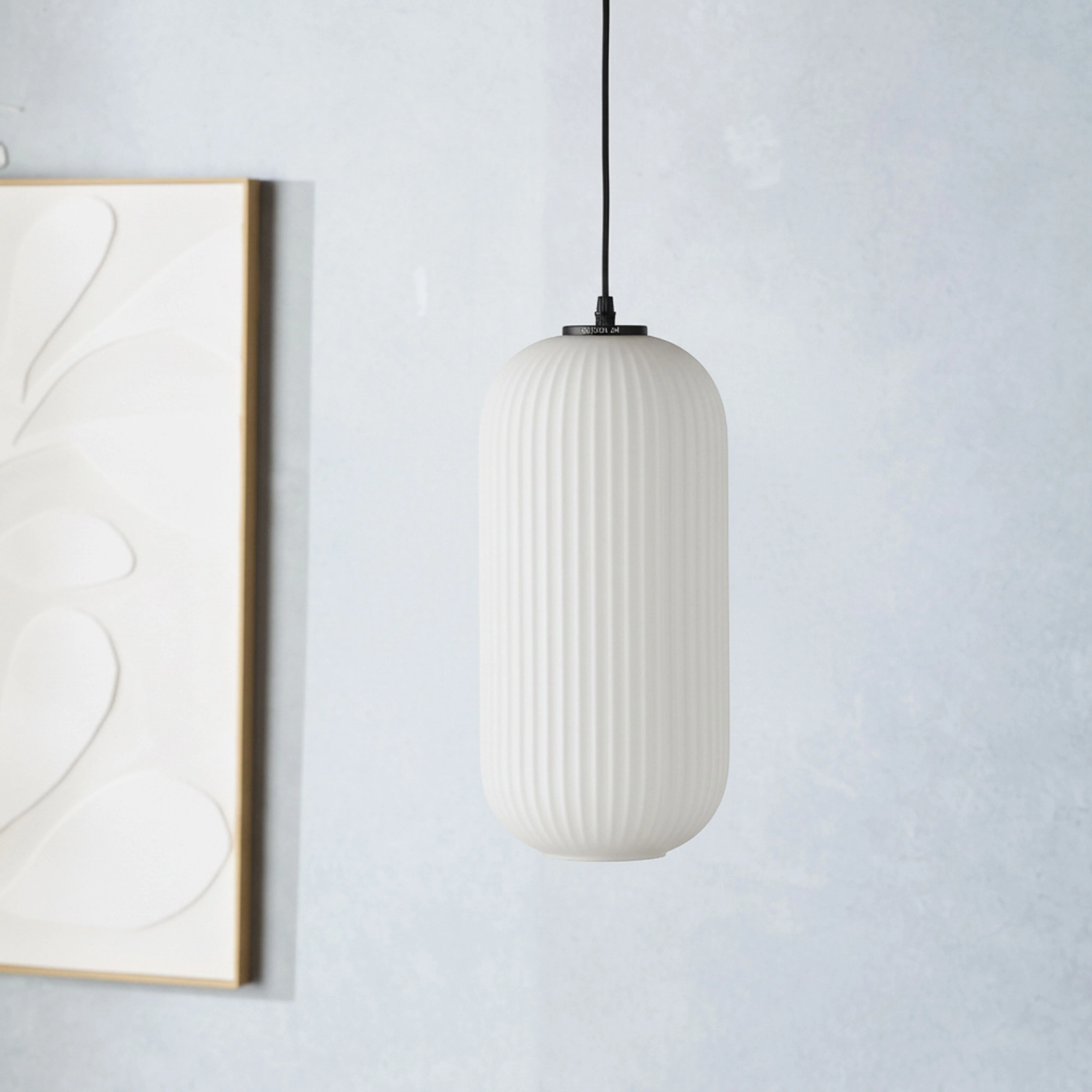 Treviso Fluted Glass Pendant White 150mm - Image 8