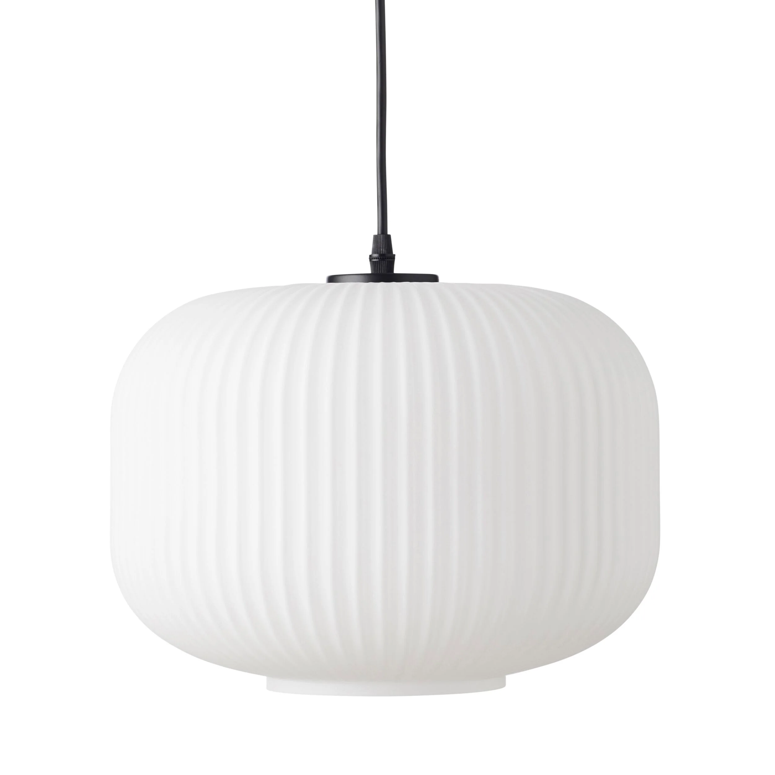 Treviso Fluted Glass Pendant White 300mm - Image 4