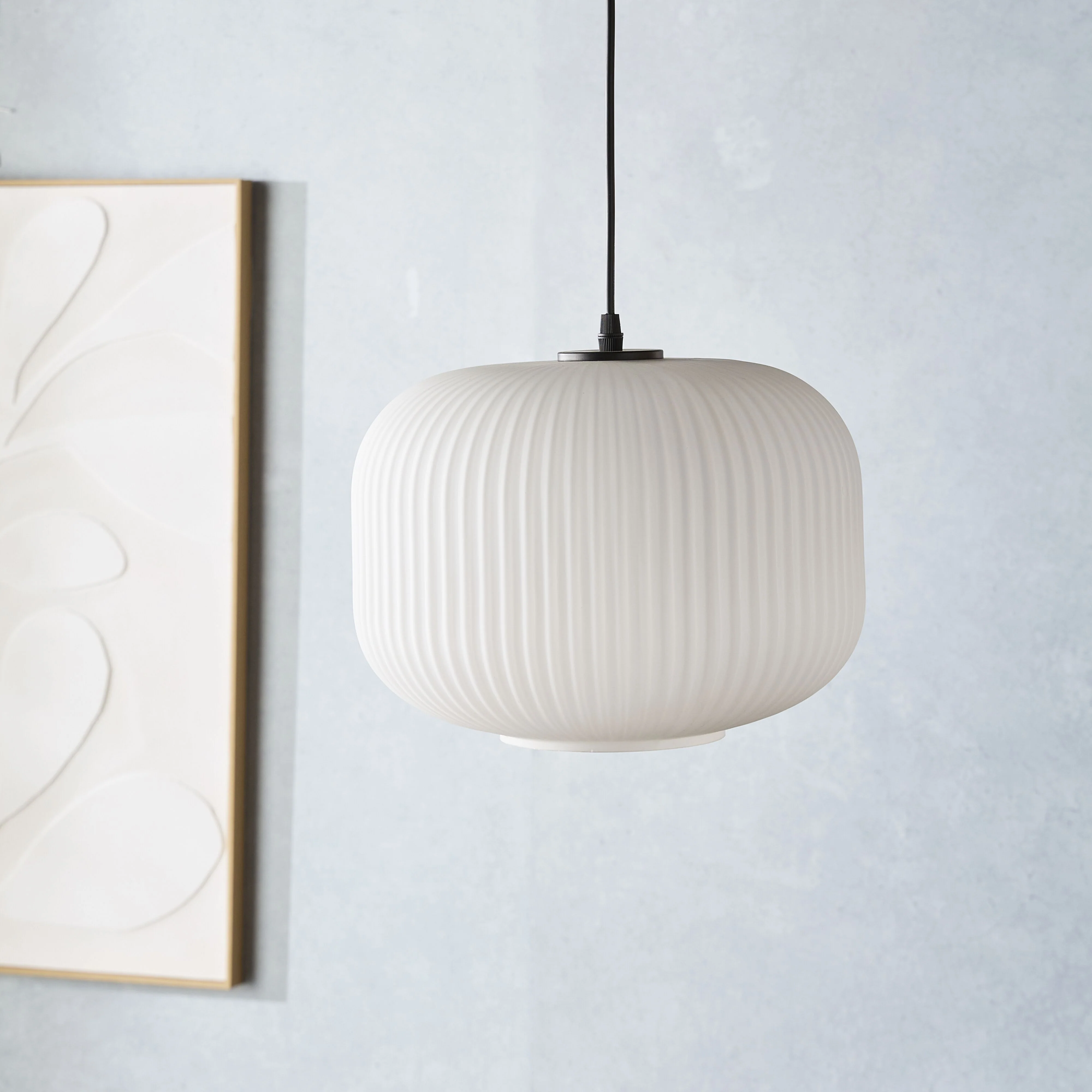 Treviso Fluted Glass Pendant White 300mm - Image 6