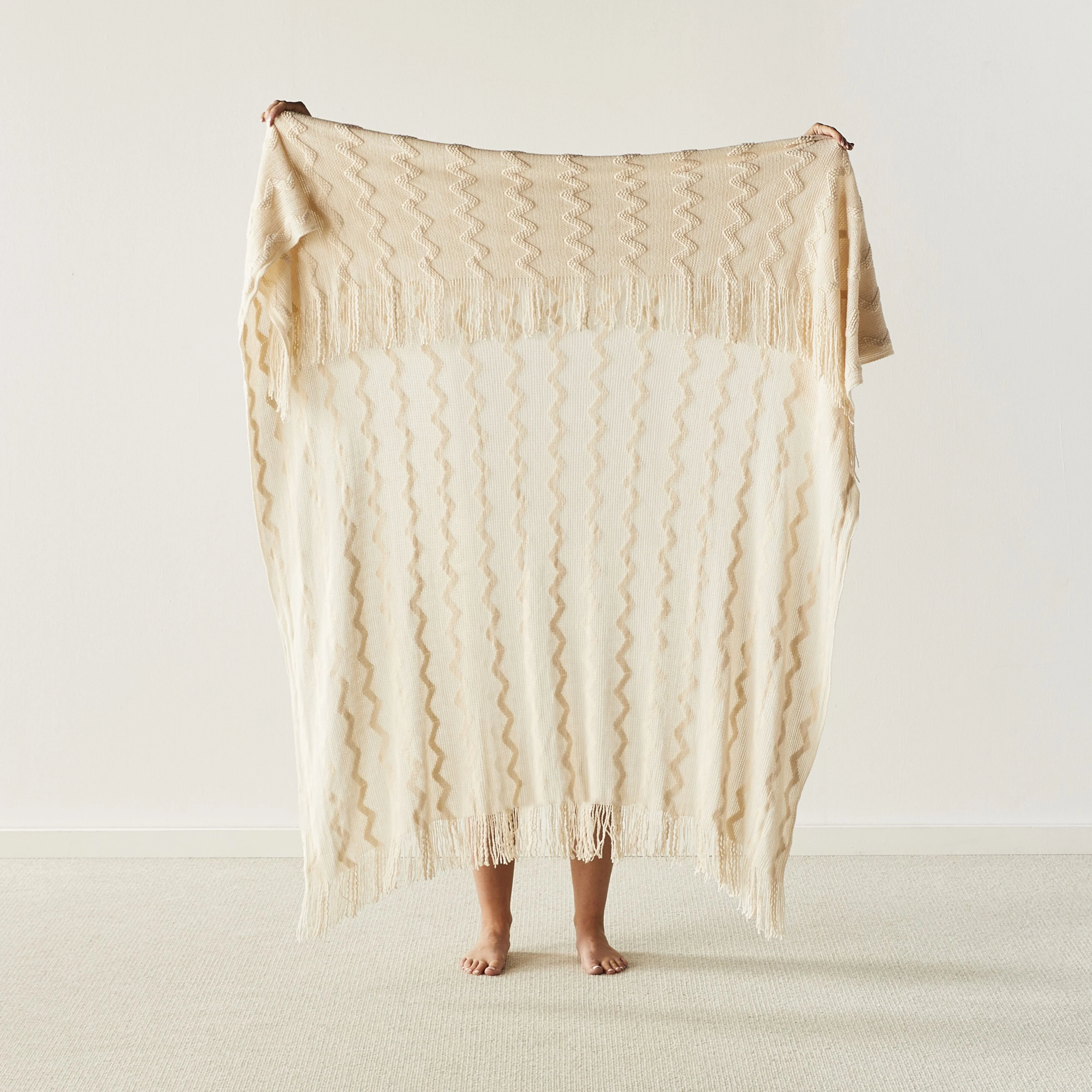 Tully Chevron Throw Cream 130x170cm - Image 4