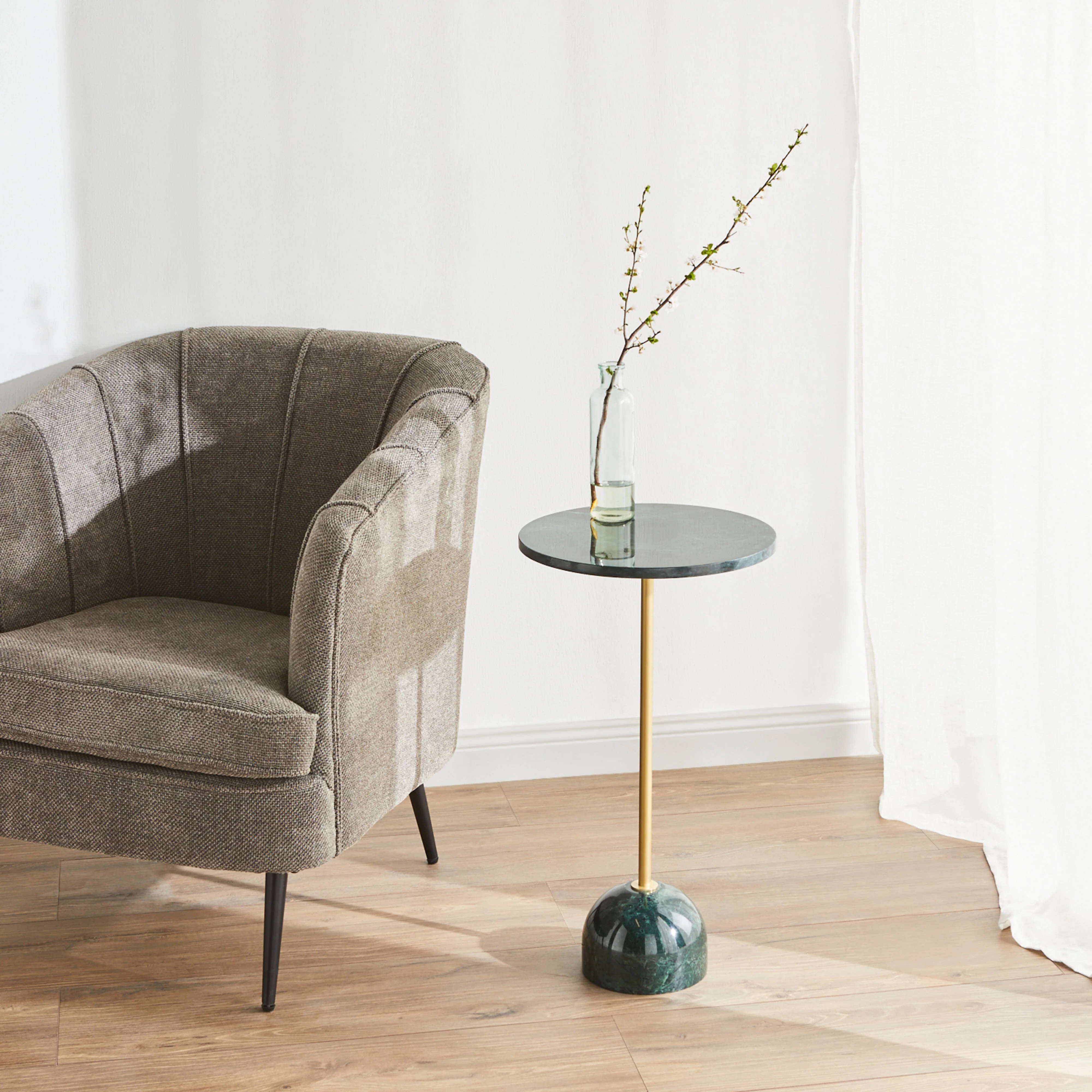 Vaani Green Marble Round Side Table 36x64cm - Image 5