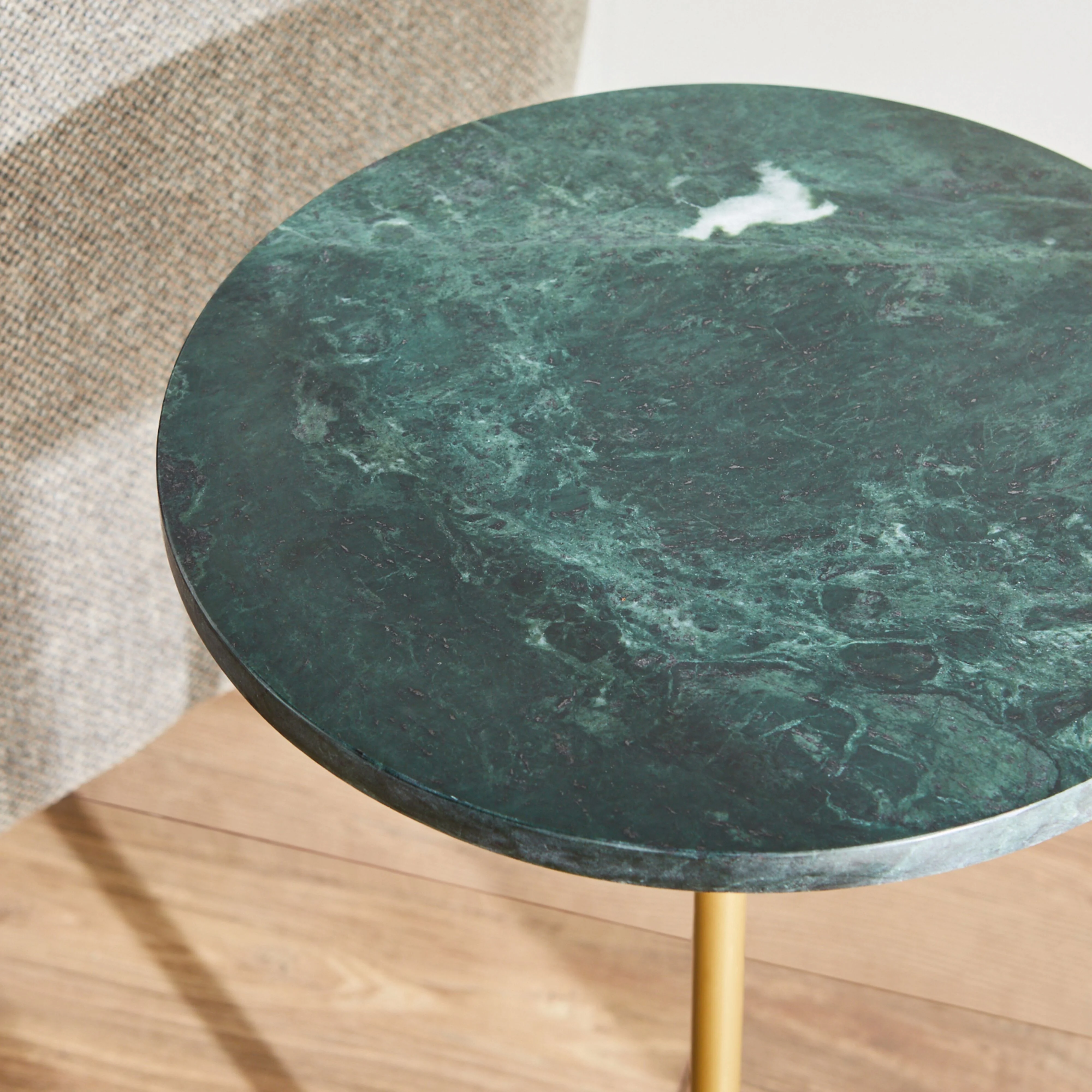 Vaani Green Marble Round Side Table 36x64cm - Image 6