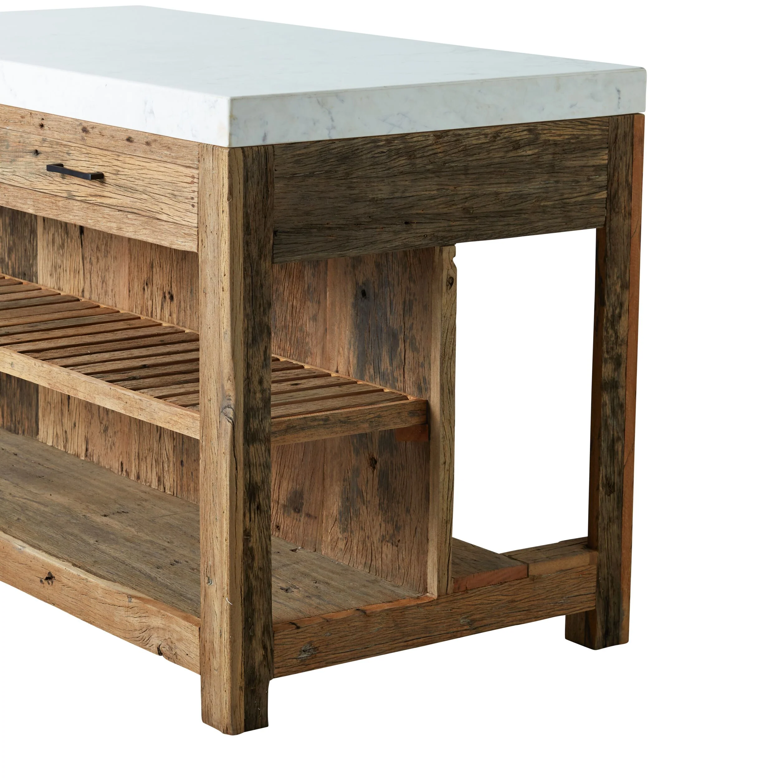 Valaro 150 Marble & Reclaimed Timber Double Kitchen Workbench - Image 5