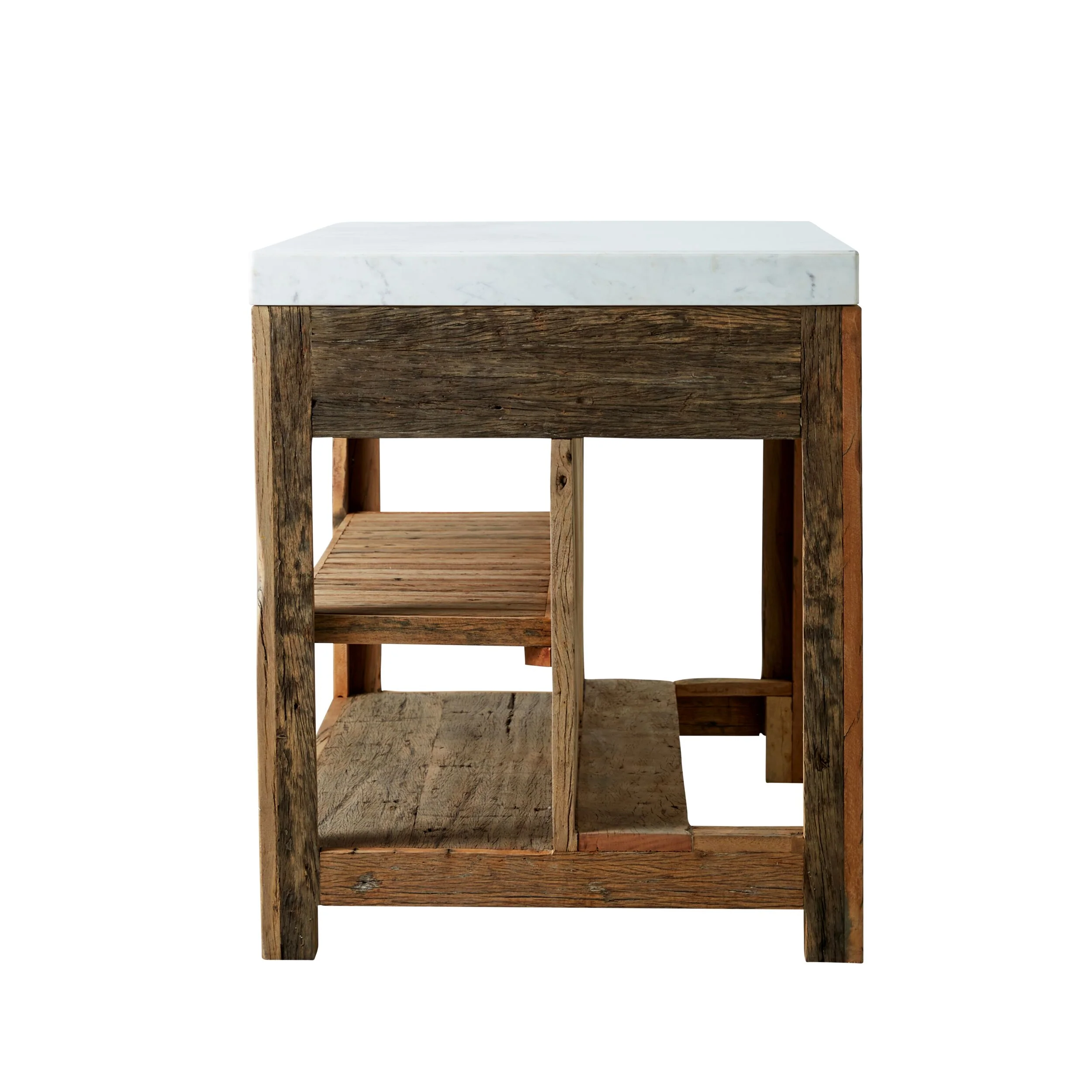 Valaro 150 Marble & Reclaimed Timber Double Kitchen Workbench - Image 6
