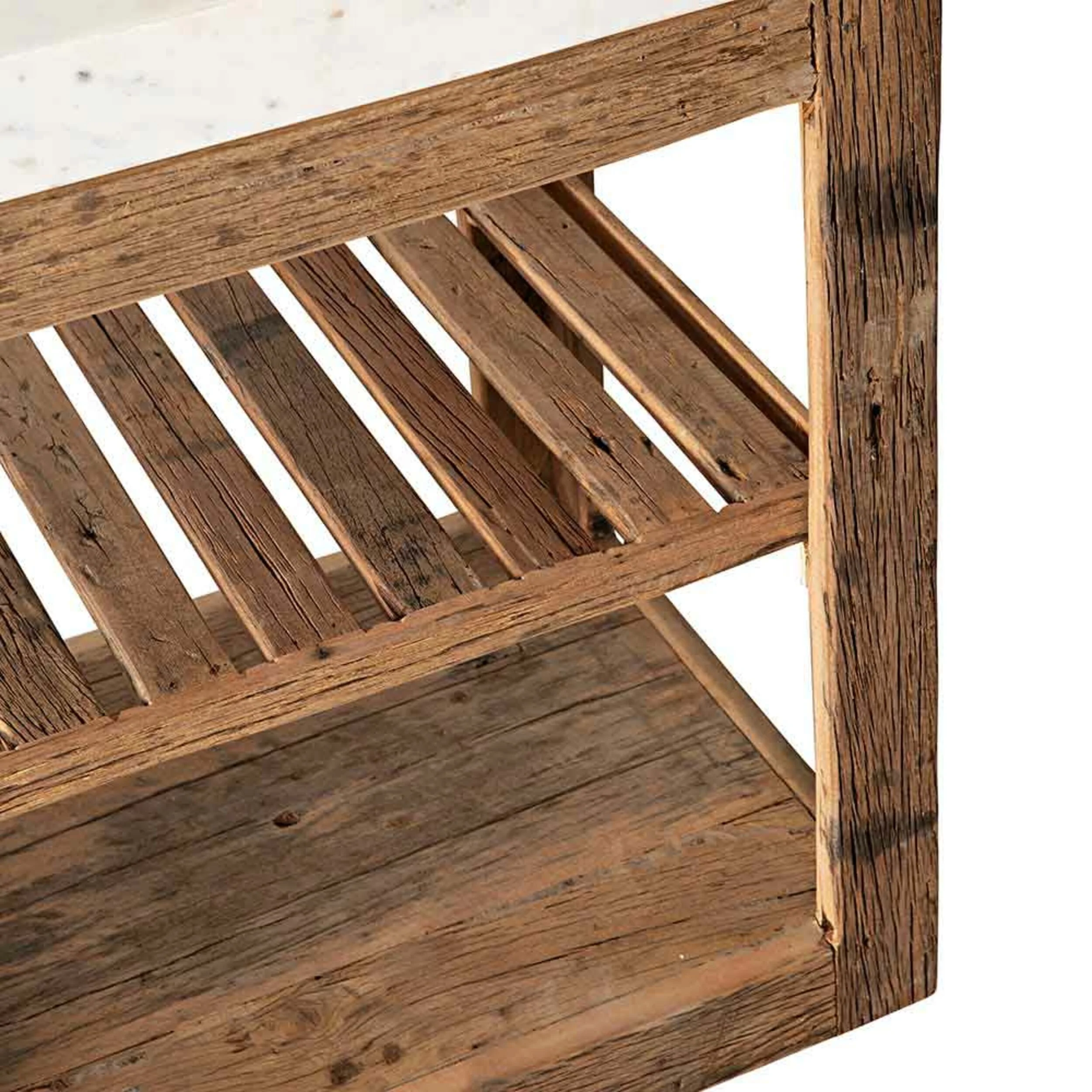 Valaro 180 Marble & Reclaimed Timber Kitchen Workbench - Image 4