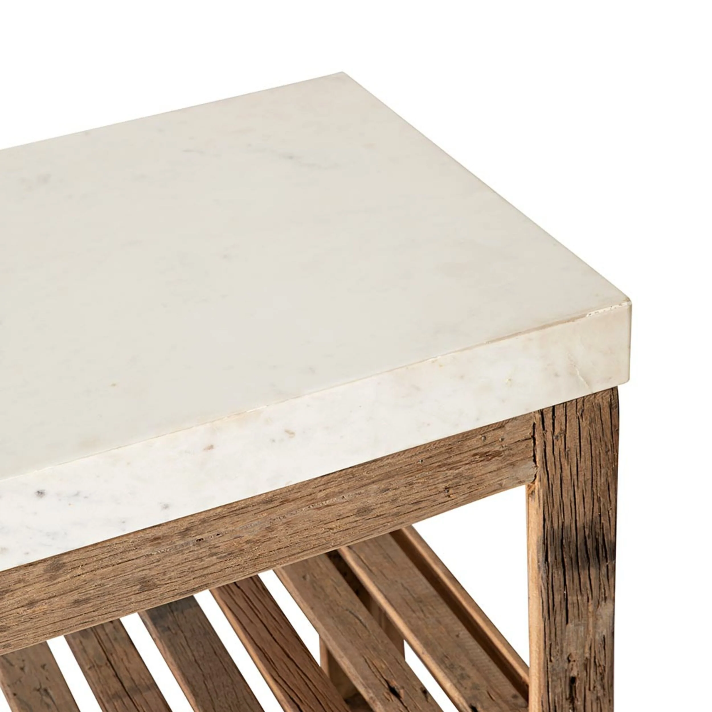 Valaro 180 Marble & Reclaimed Timber Kitchen Workbench - Image 5