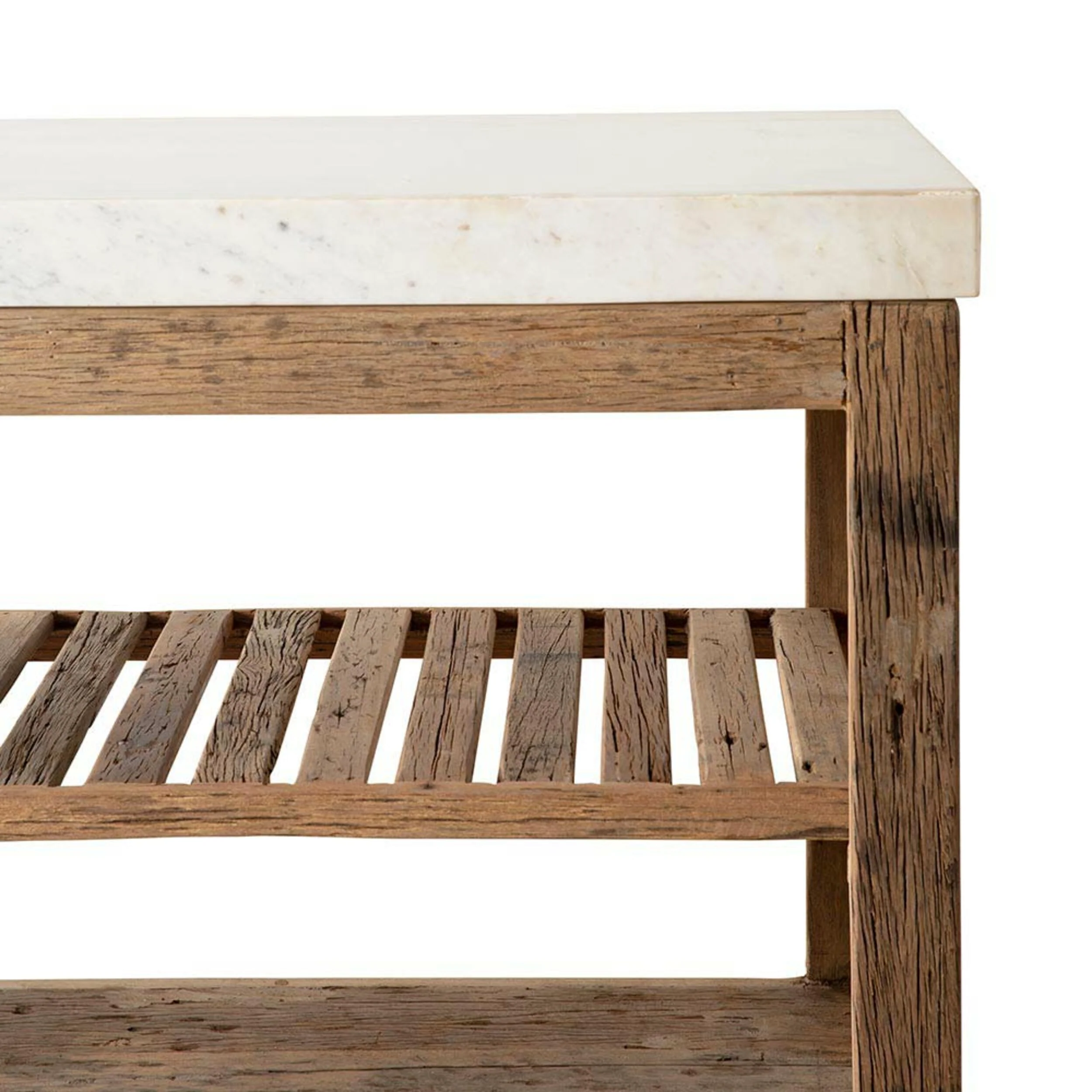 Valaro 180 Marble & Reclaimed Timber Kitchen Workbench - Image 6