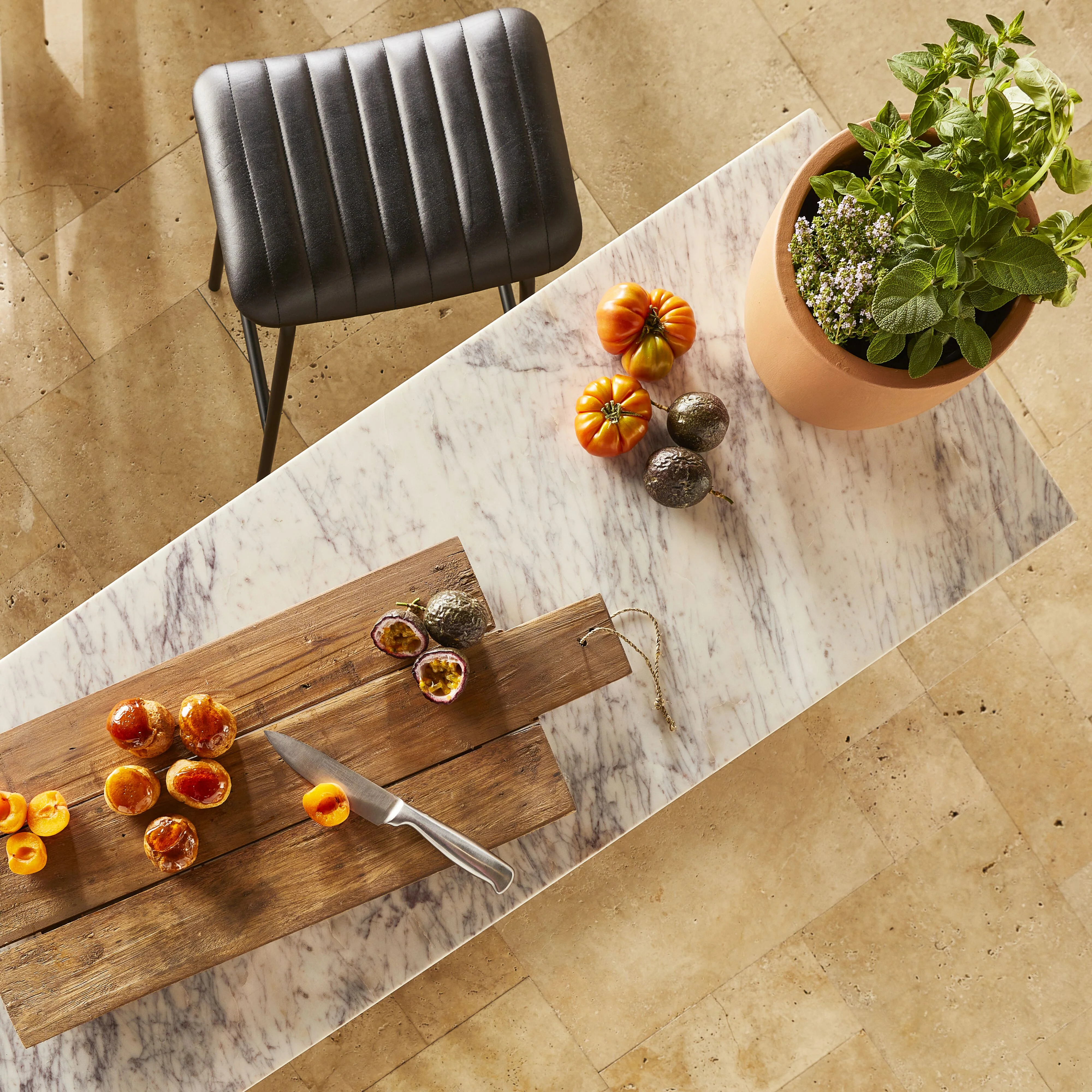 Valaro Marble & Reclaimed Timber Kitchen Workbench 130cm - Image 12