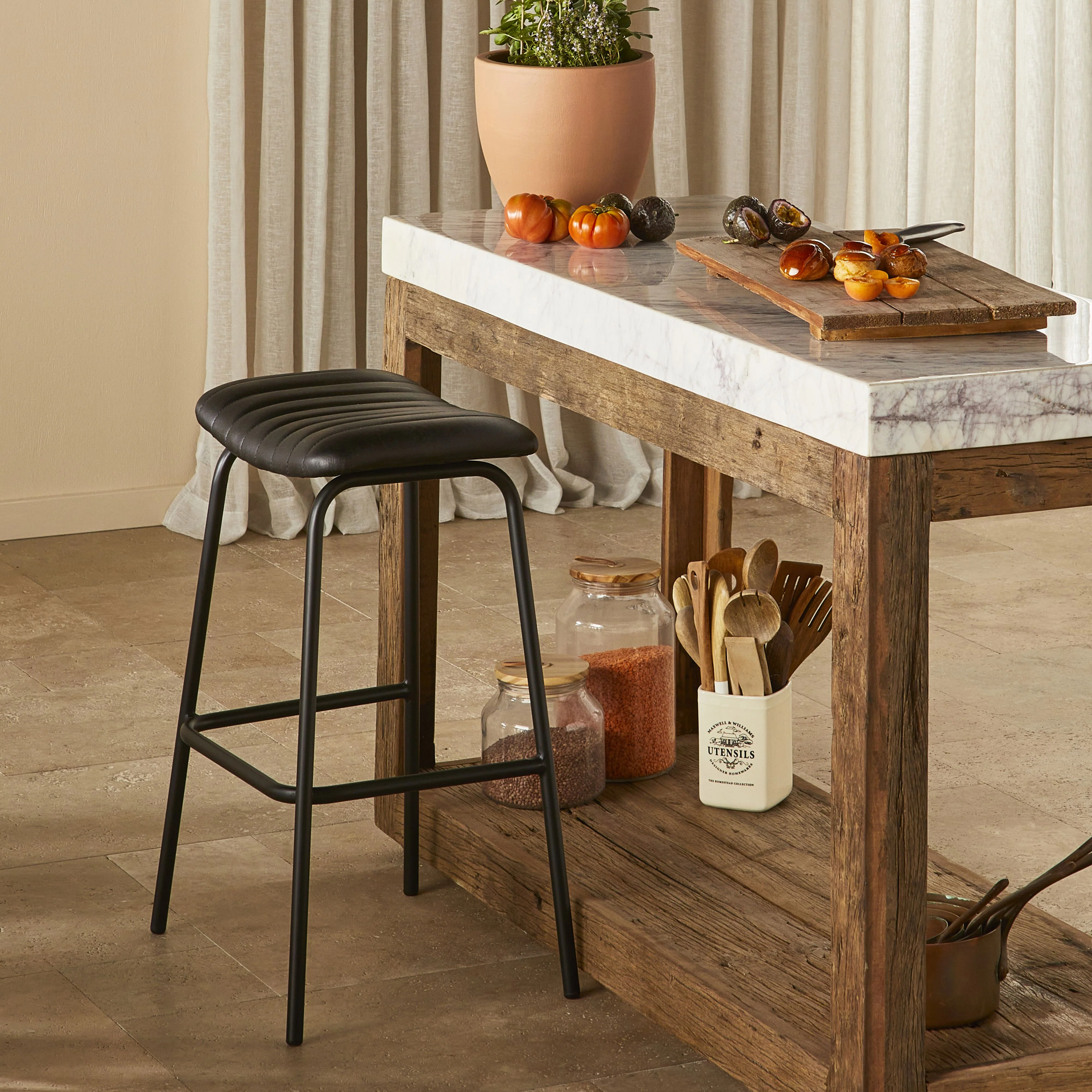 Valaro Marble & Reclaimed Timber Kitchen Workbench 130cm - Image 8