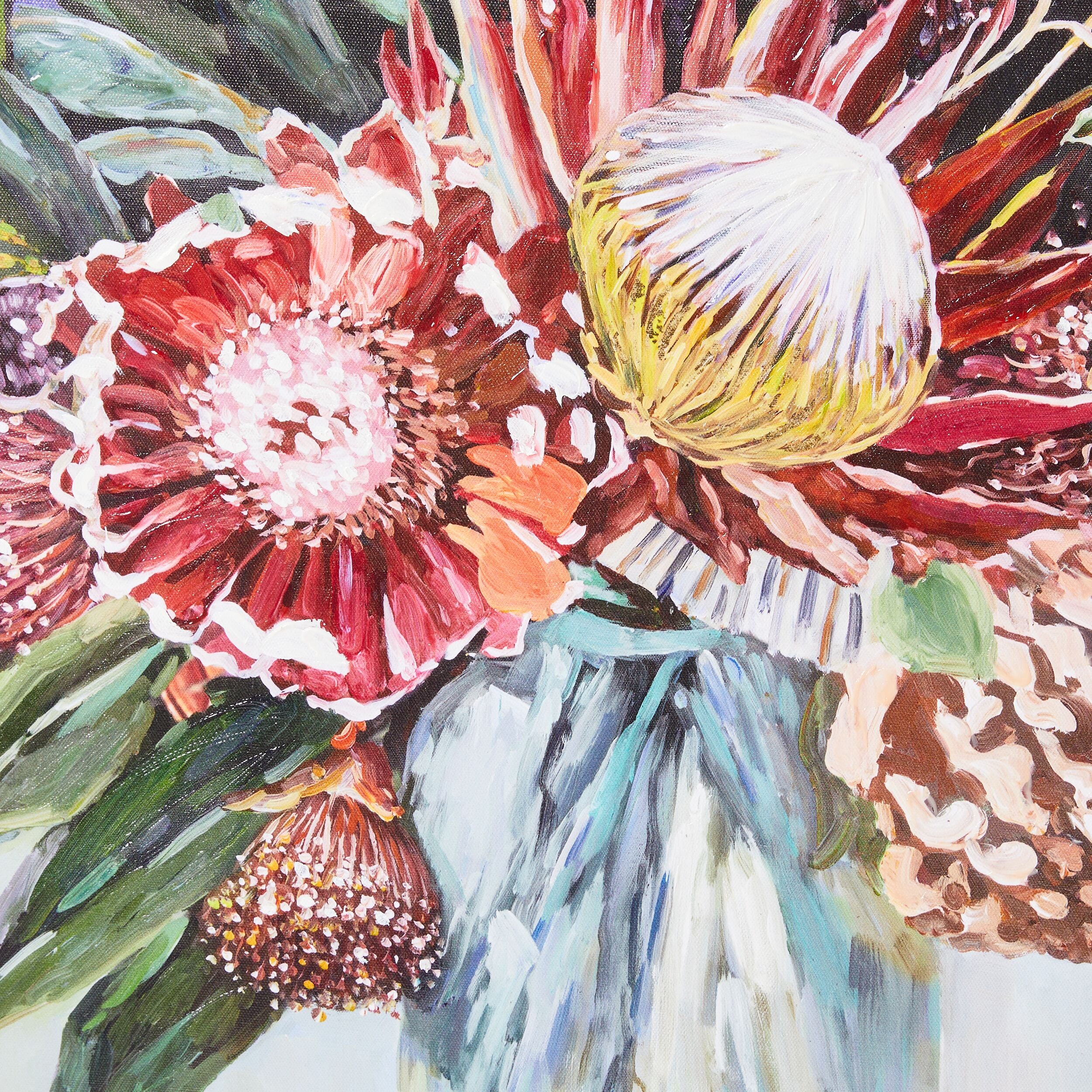 Vase of Crimson Natives I Canvas Print 60x60cm - Image 2