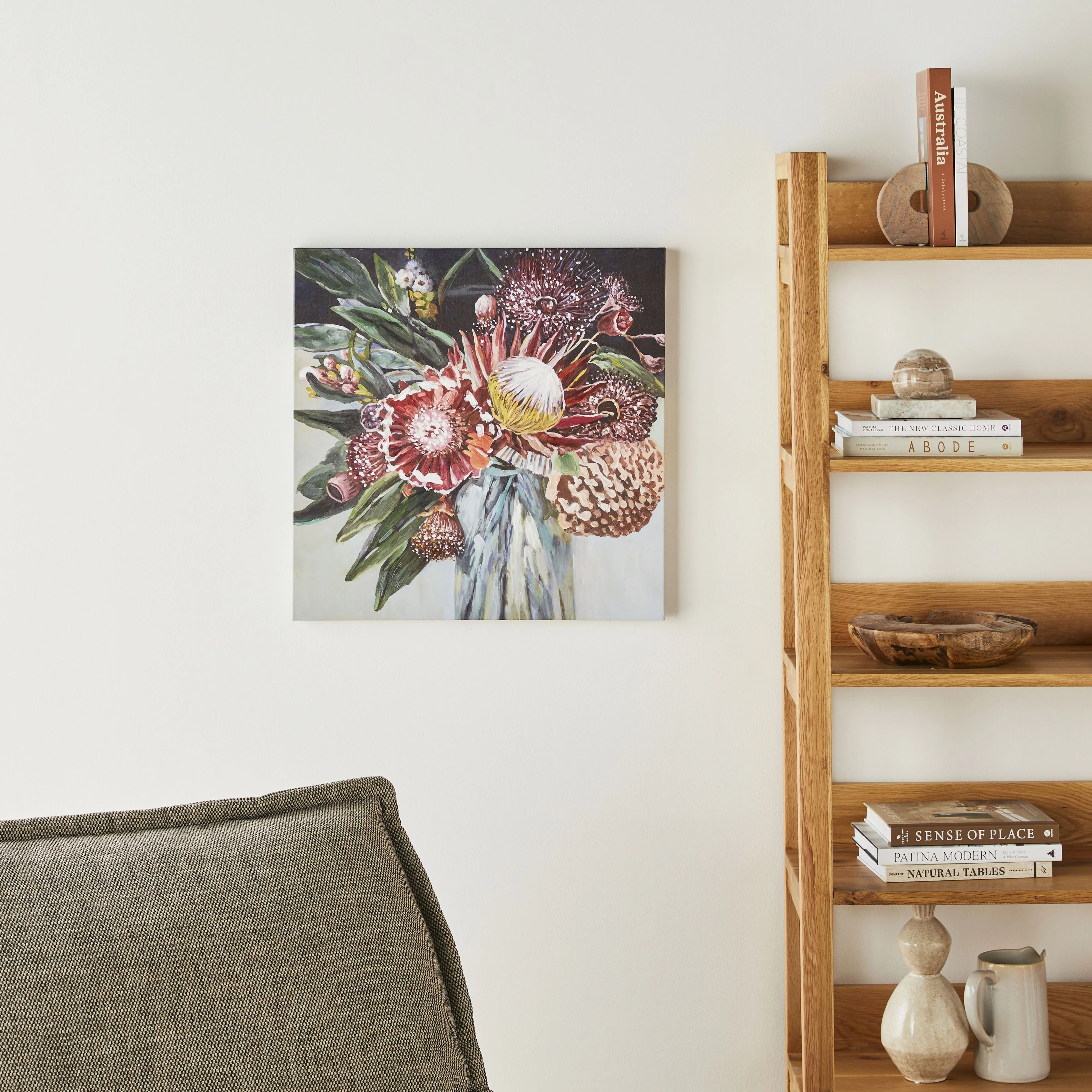 Vase of Crimson Natives I Canvas Print 60x60cm - Image 4