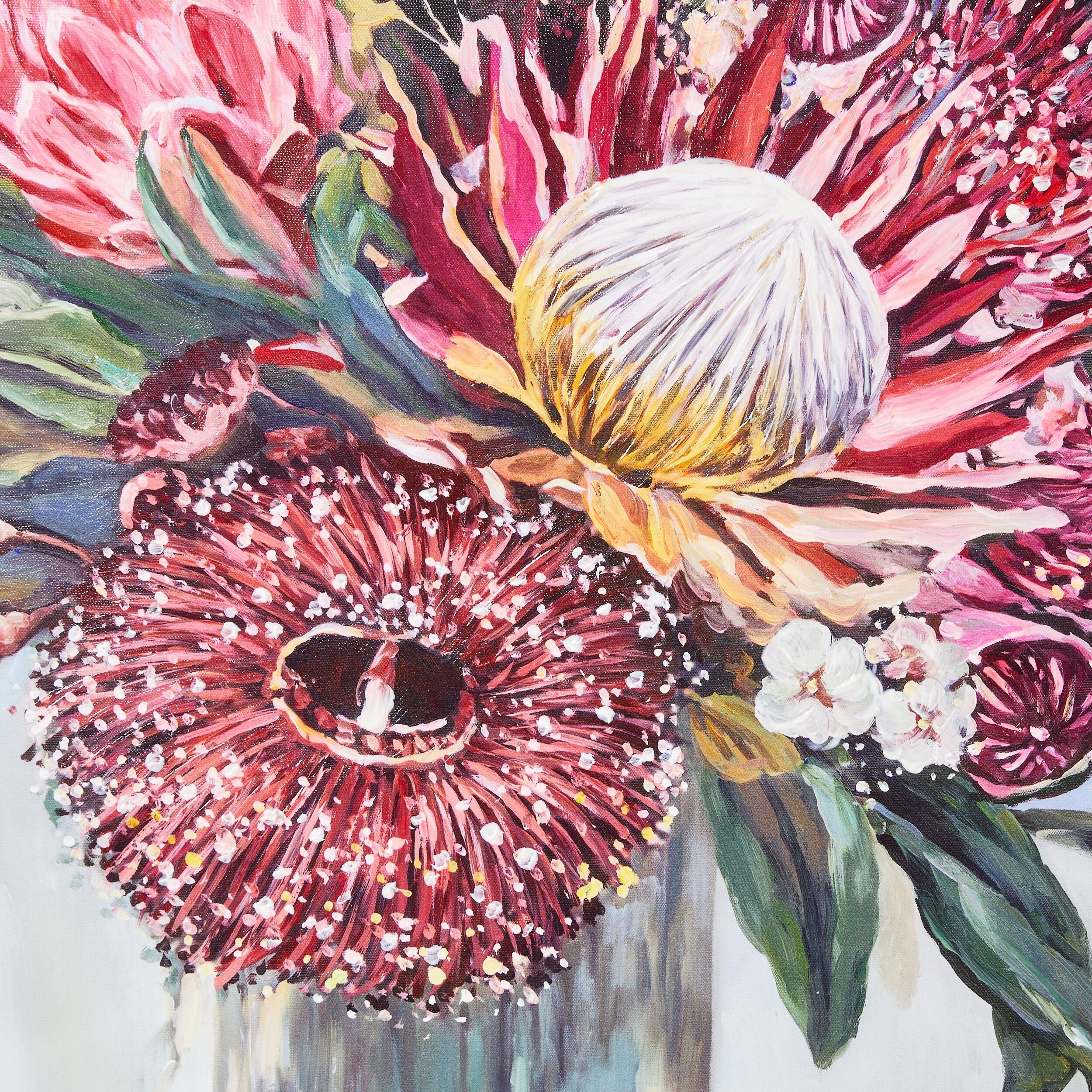 Vase of Crimson Natives II Canvas Print 60x60cm - Image 2