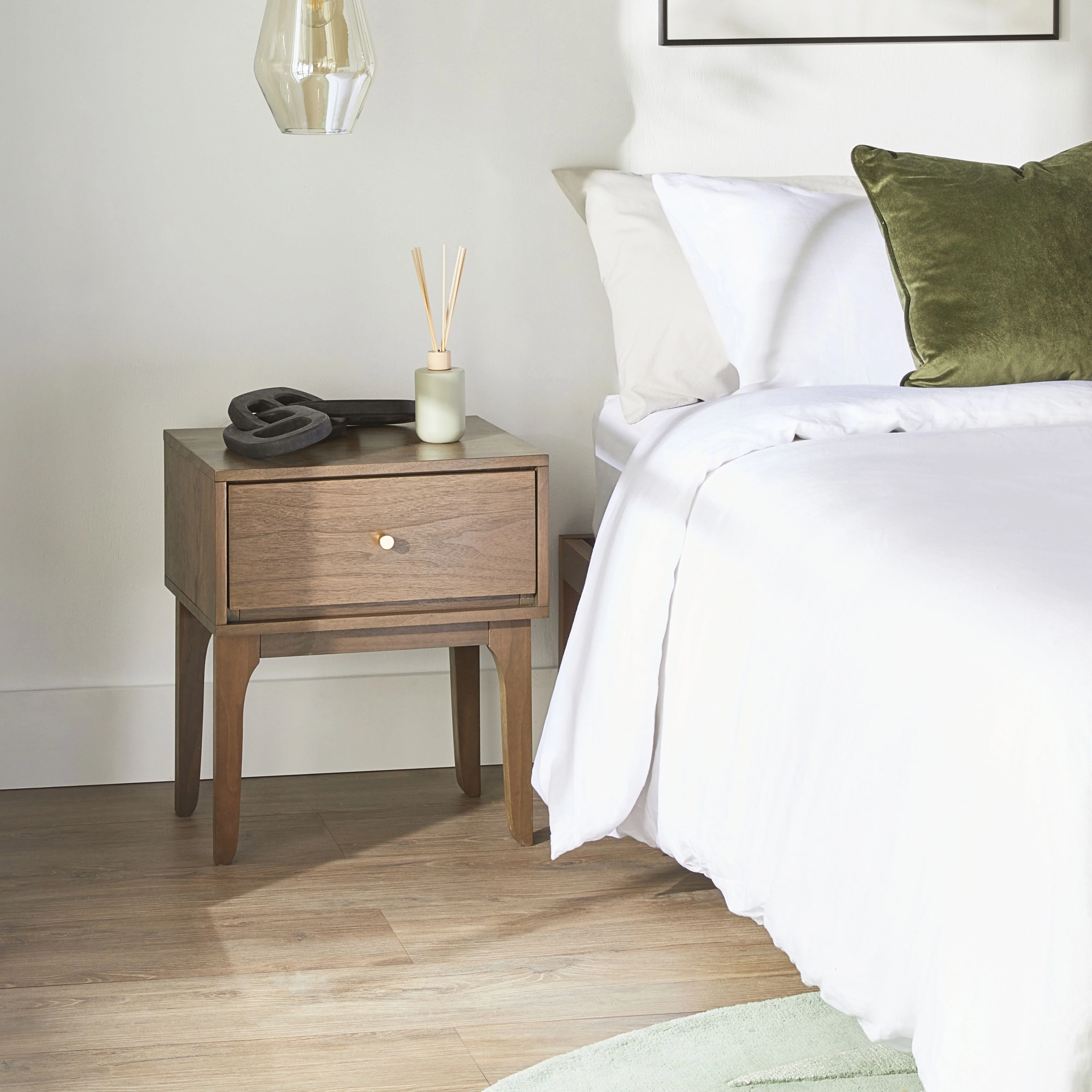 Vincent 1 Drawer Bedside Table Walnut - Image 7
