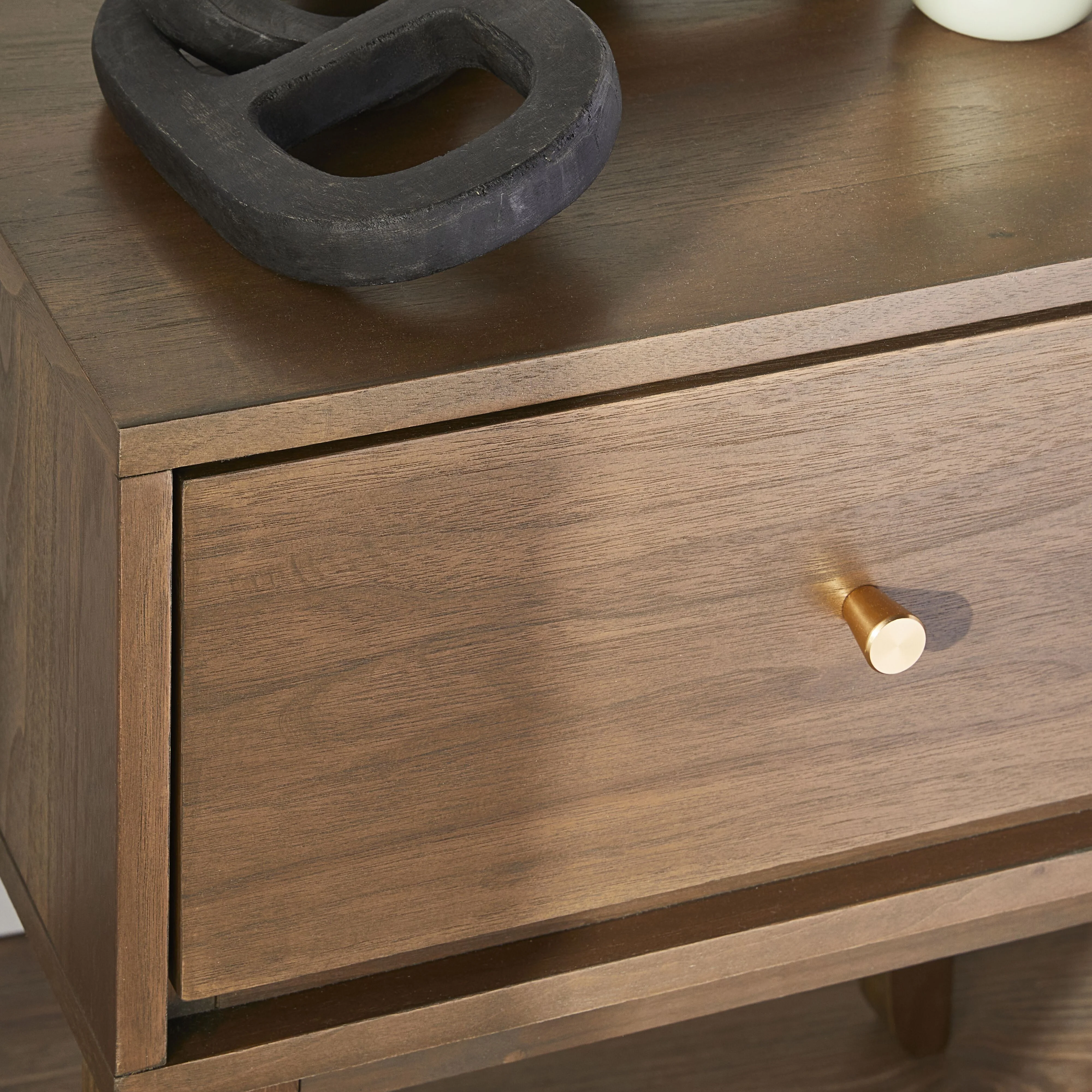 Vincent 1 Drawer Bedside Table Walnut - Image 8