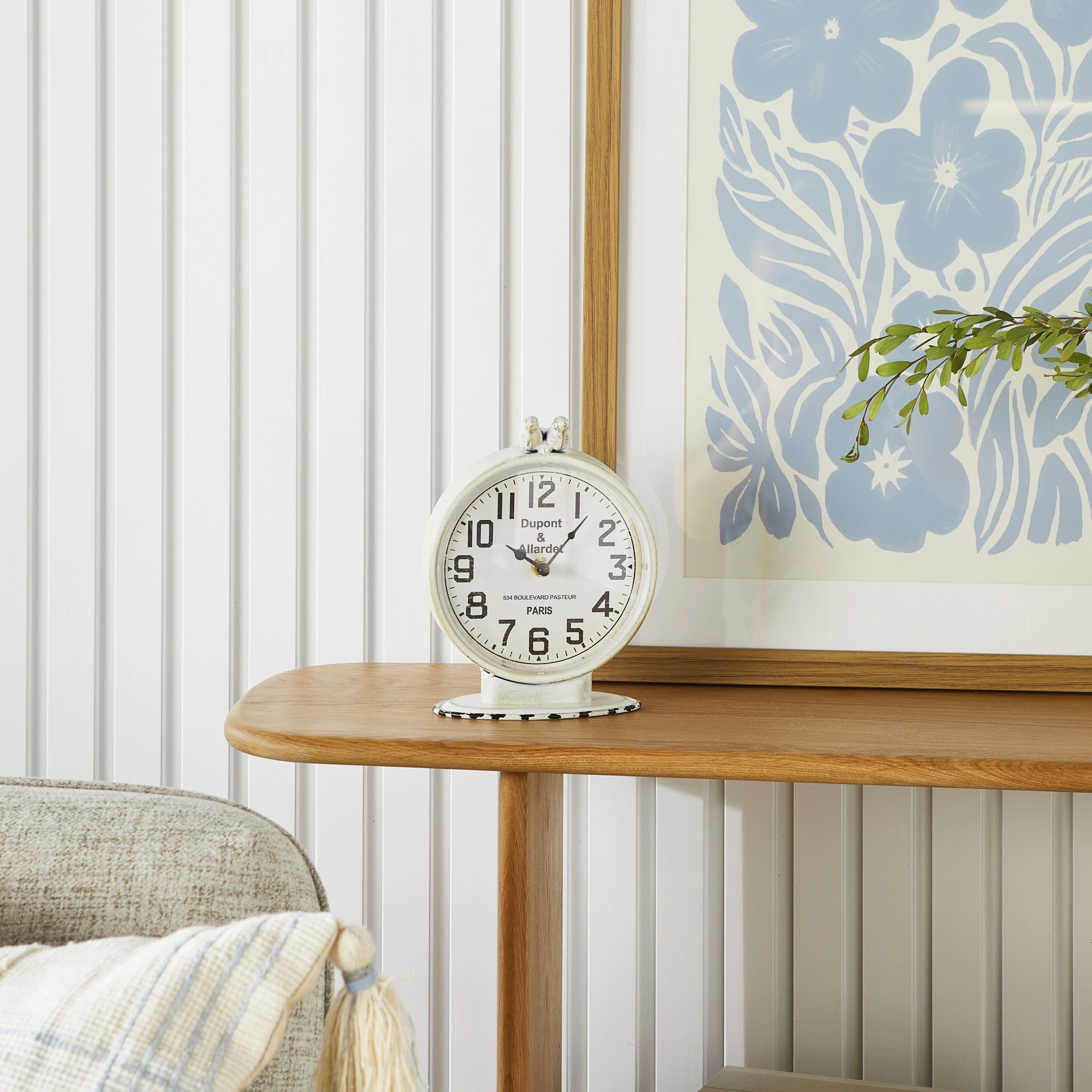 Vintage Bluebirds Mantel Clock White 22x16.5cm - Image 5