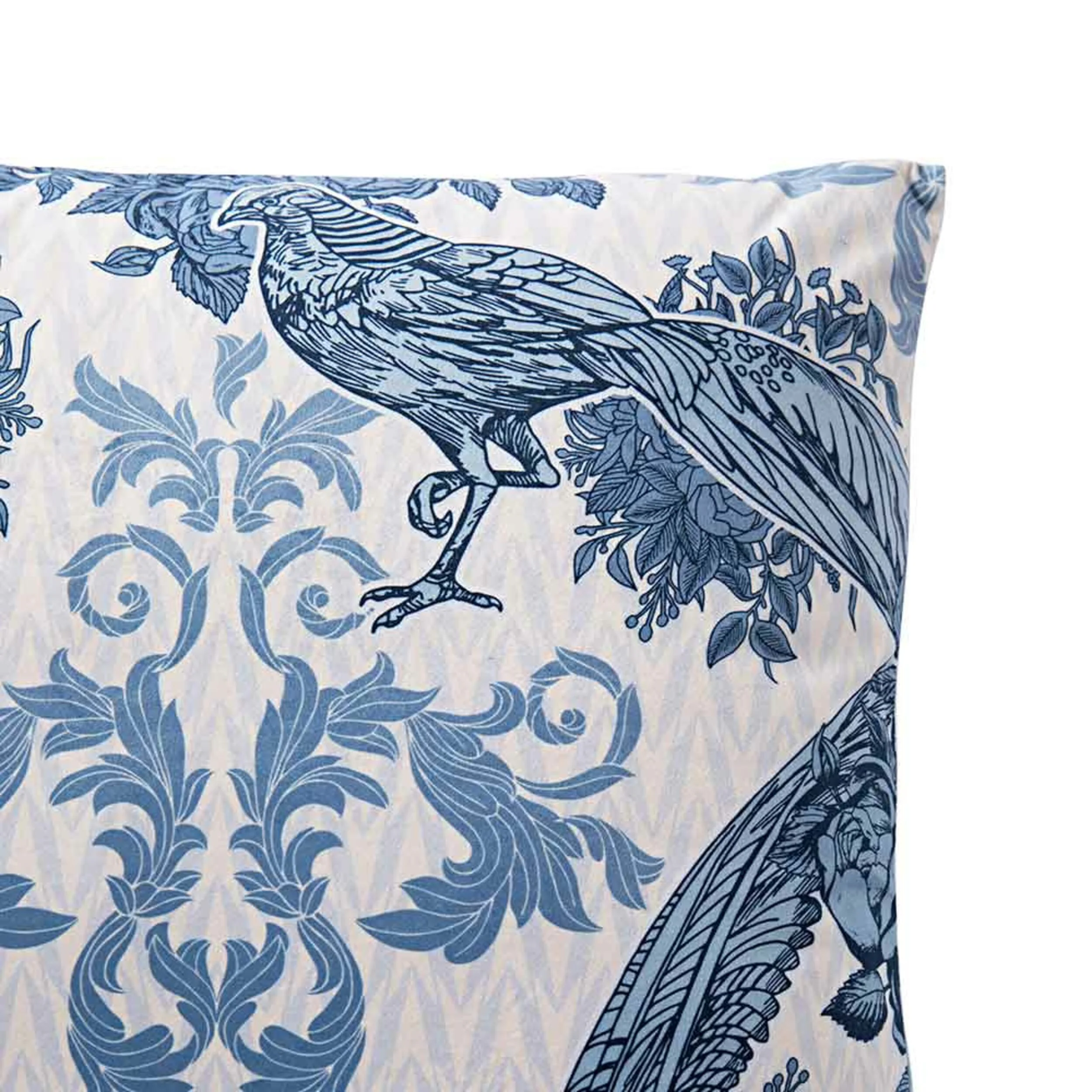 Vintage Reverse Birds/Striped Velvet Cushion 50x50cm - Image 2
