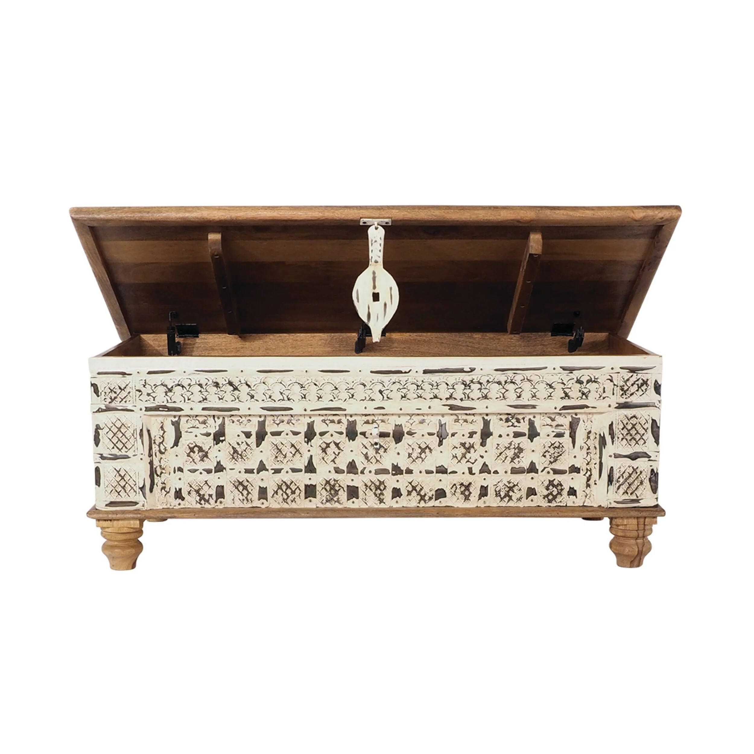 Vintage Trunk / Coffee Table Washed White - Image 2