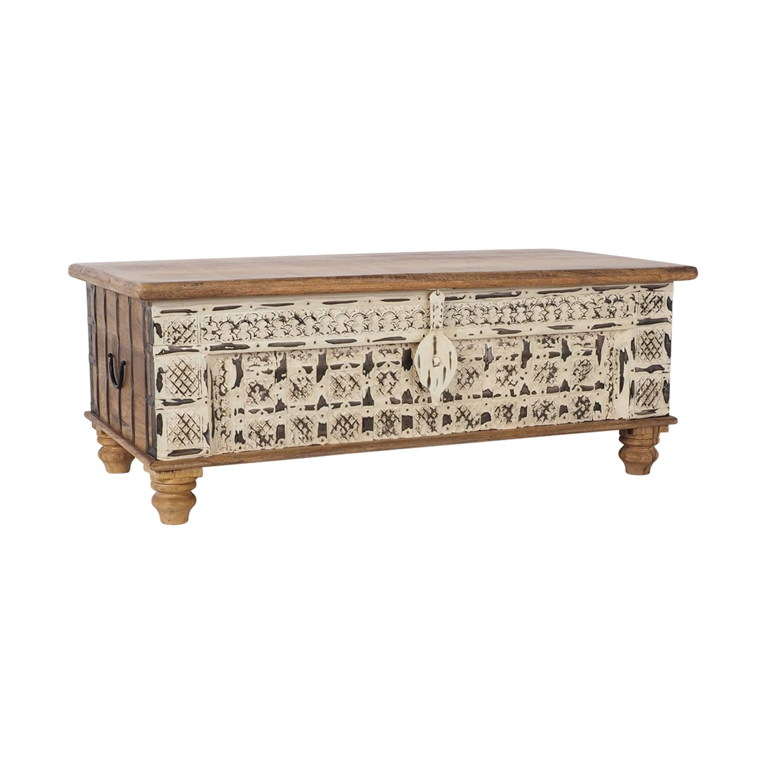 Vintage Trunk / Coffee Table Washed White - Image 3
