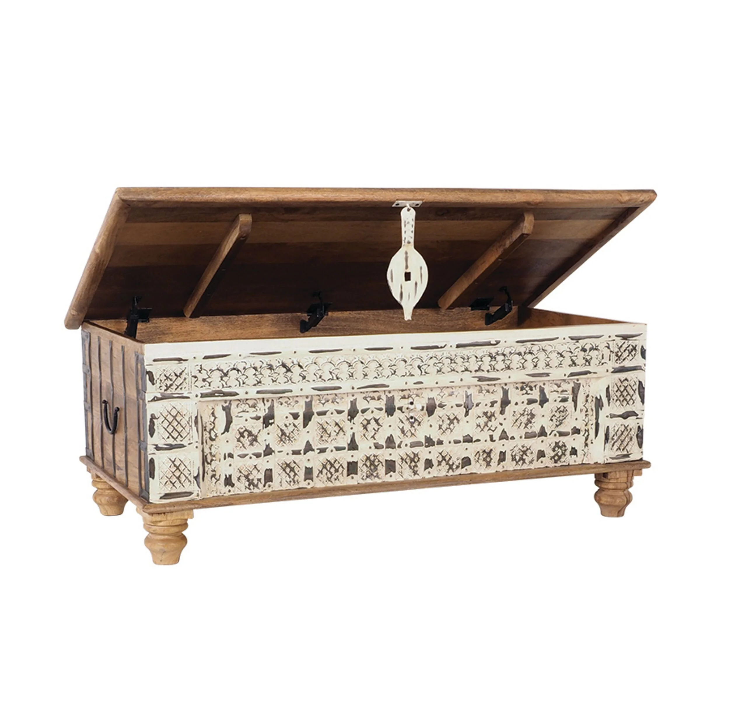 Vintage Trunk / Coffee Table Washed White - Image 4