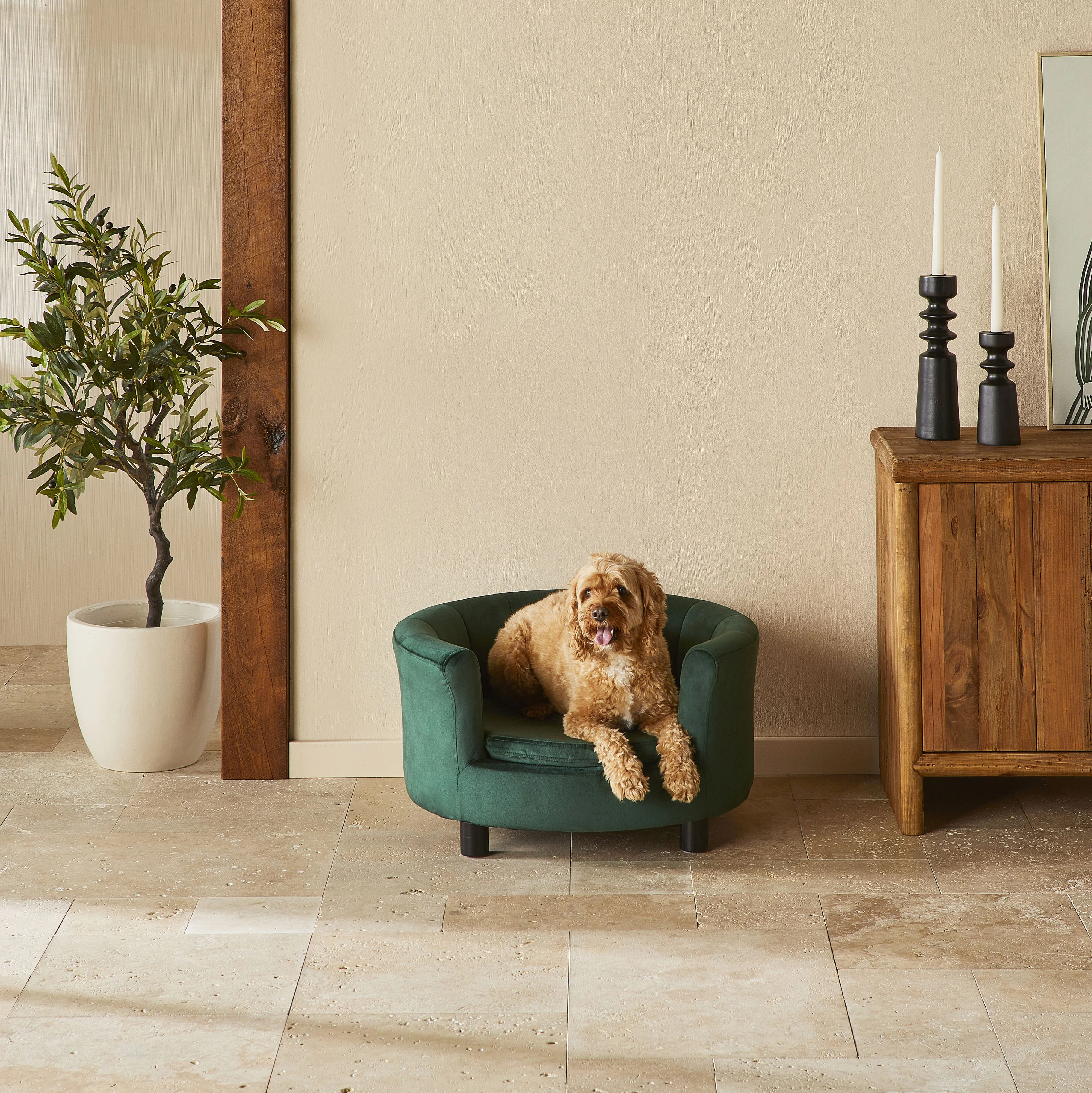 Vivienne Velvet Pet Bed Forest 65x65x36cm - Image 6