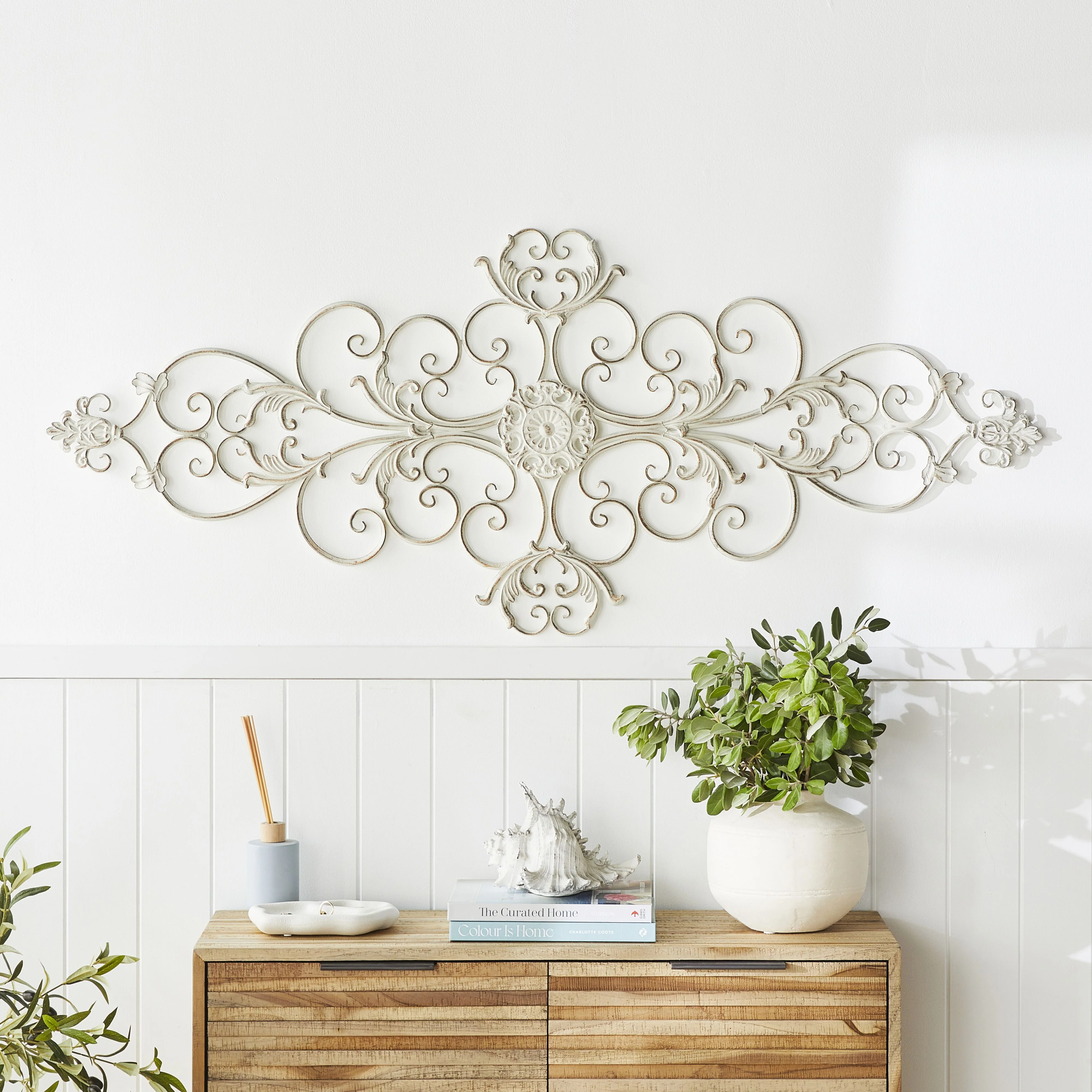 Wall Decor Antique White Swirl 136x55cm - Image 3