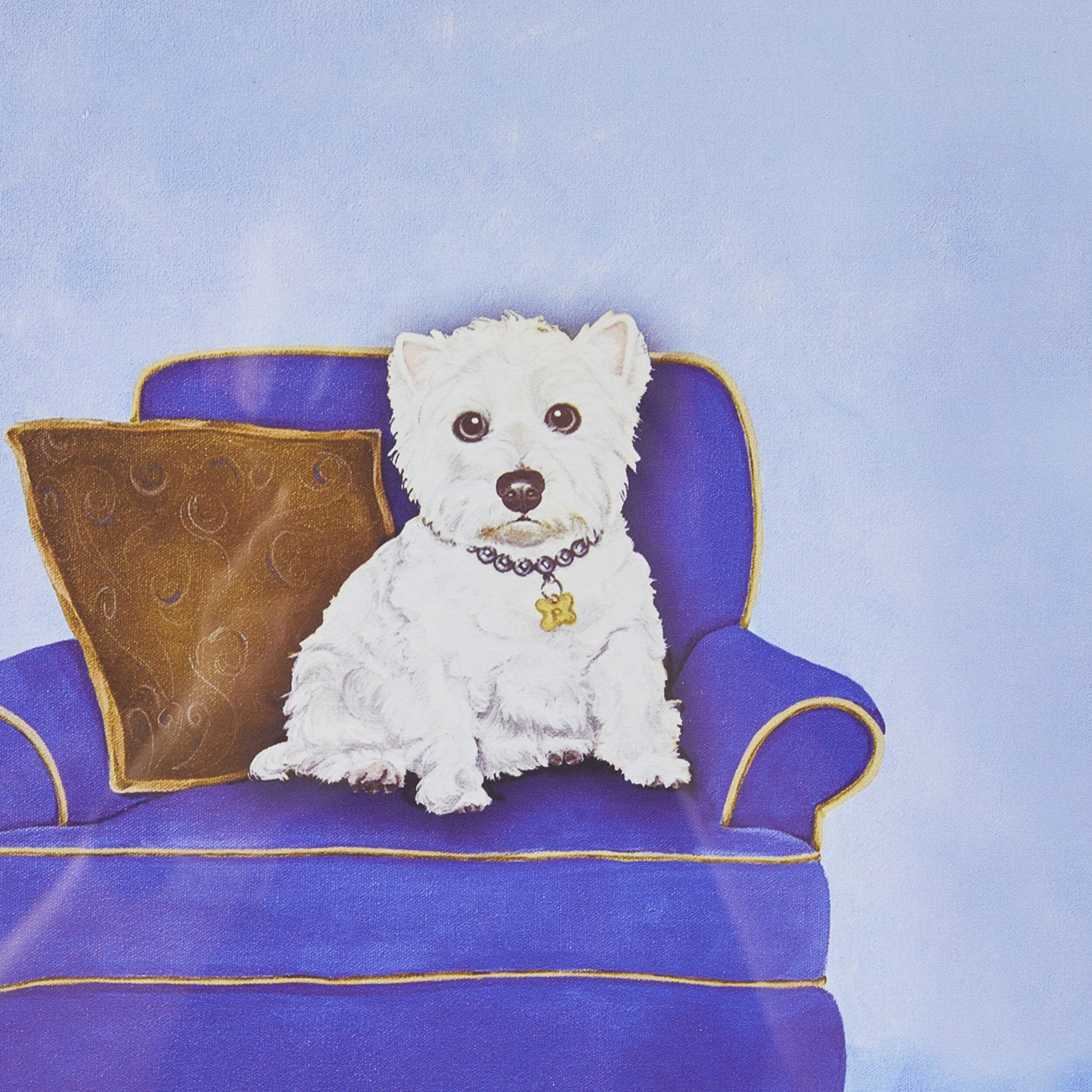 Westie on Blue Framed Print 40x40cm - Image 2