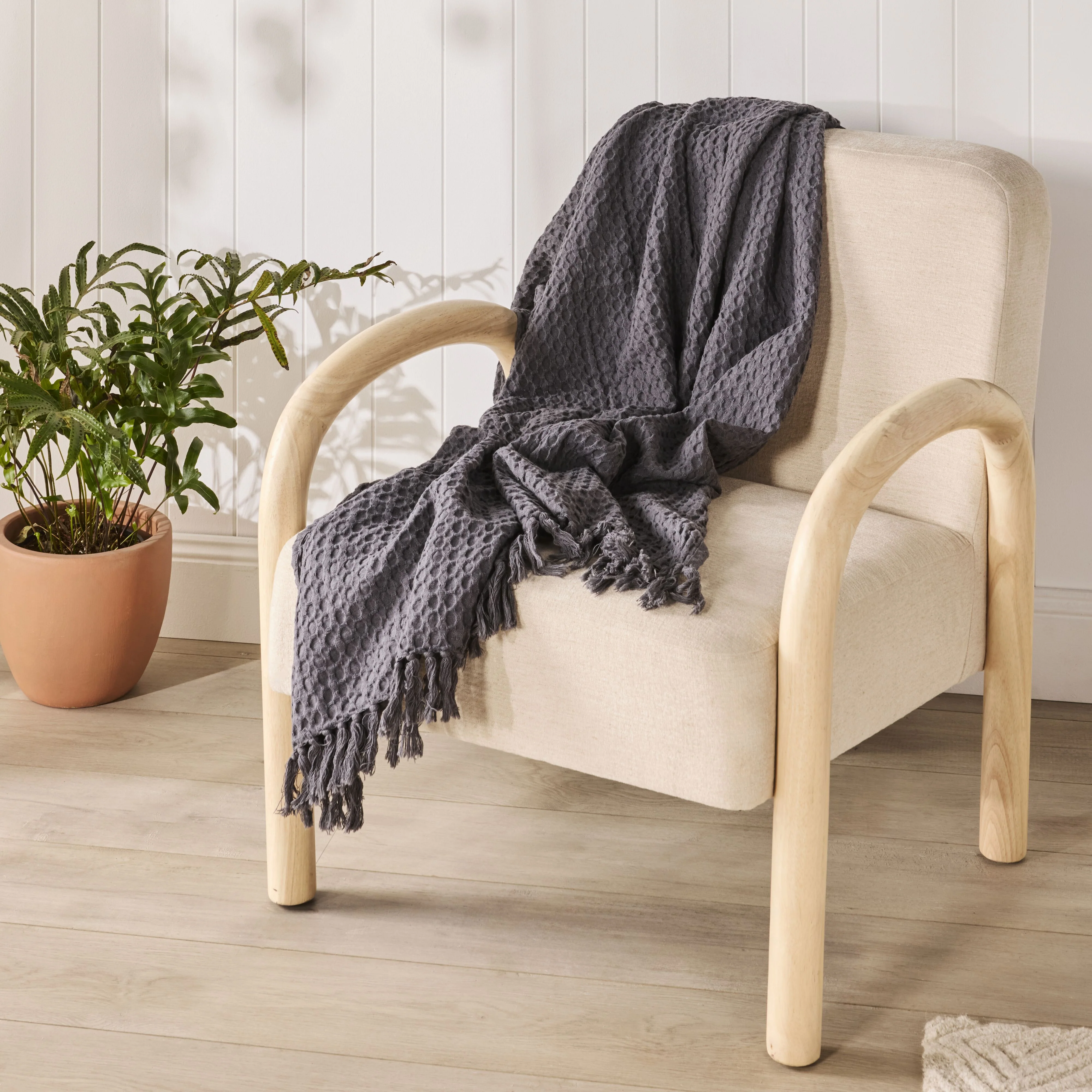 Whisper Waffle Throw Charcoal - Image 4