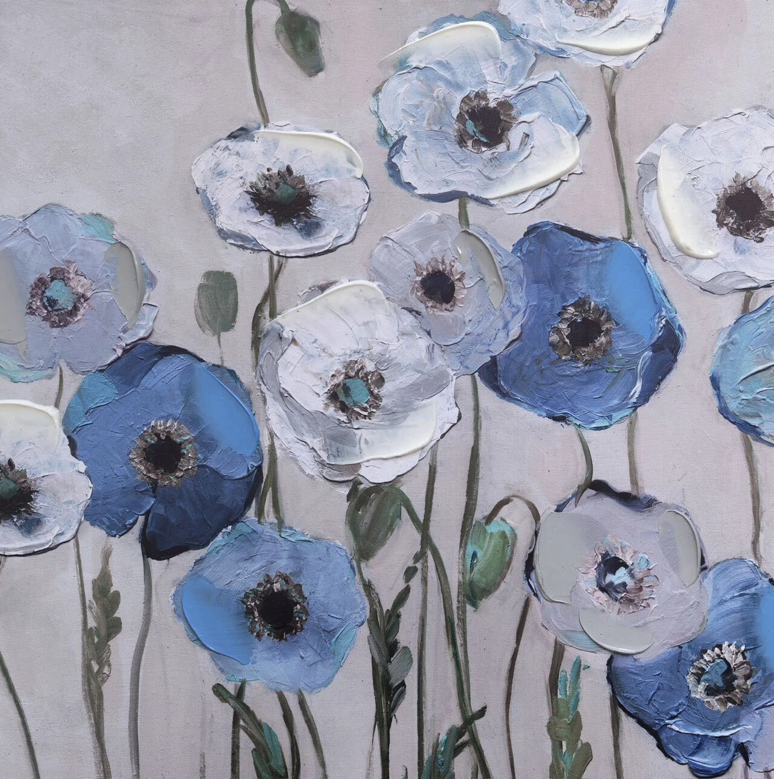 Whispering Poppies Framed Textured Print 100x50cm - Image 2