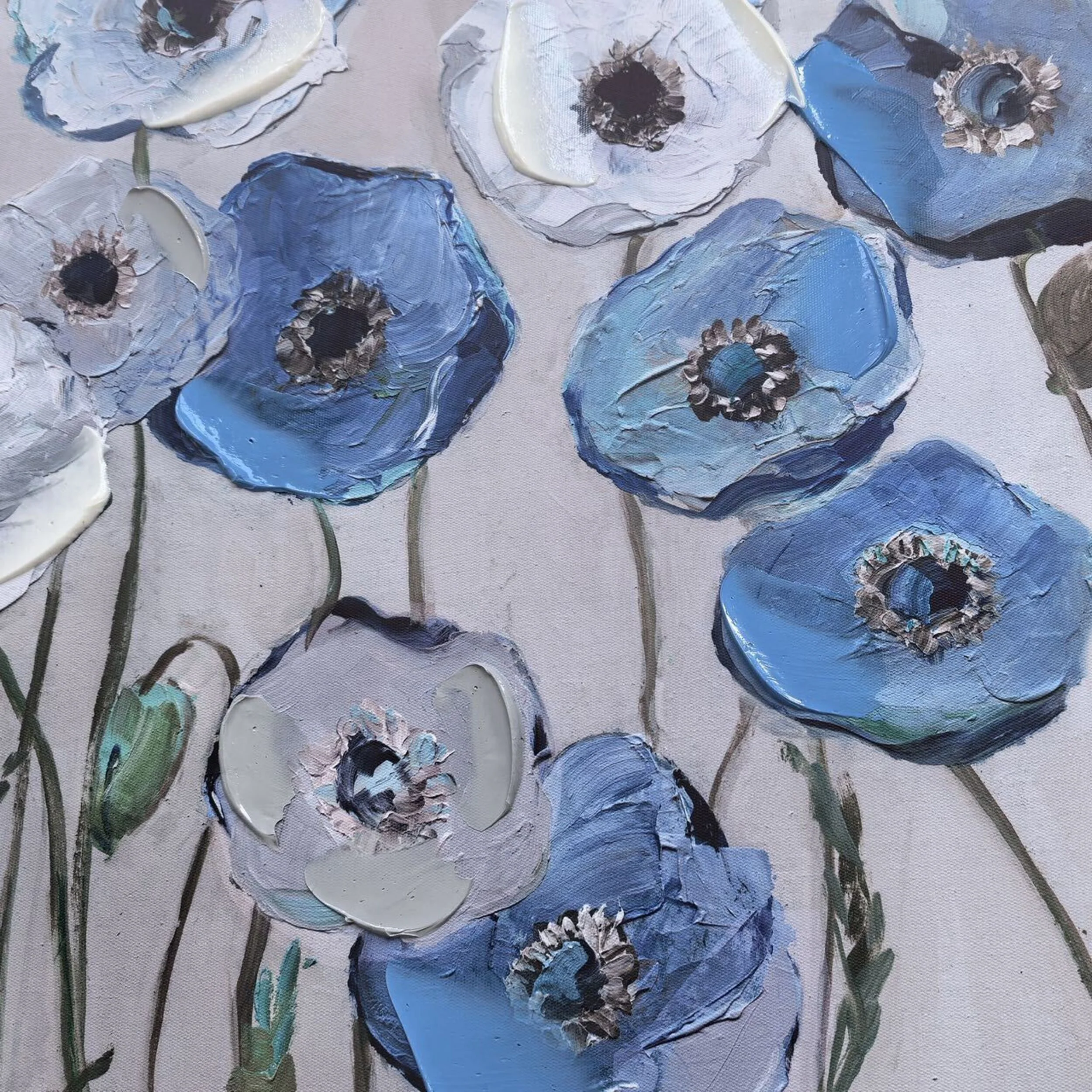 Whispering Poppies Framed Textured Print 100x50cm - Image 4