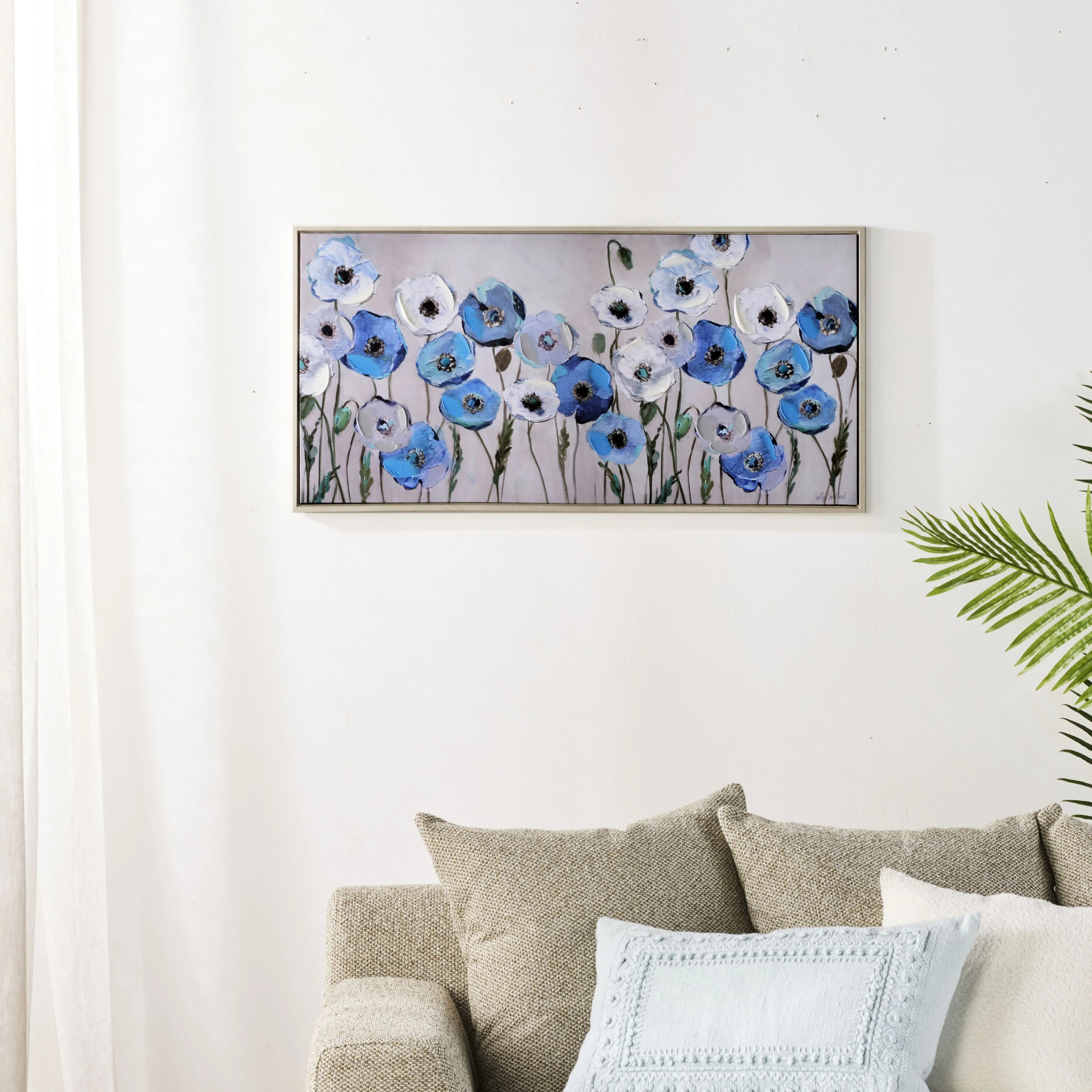 Whispering Poppies Framed Textured Print 100x50cm - Image 5