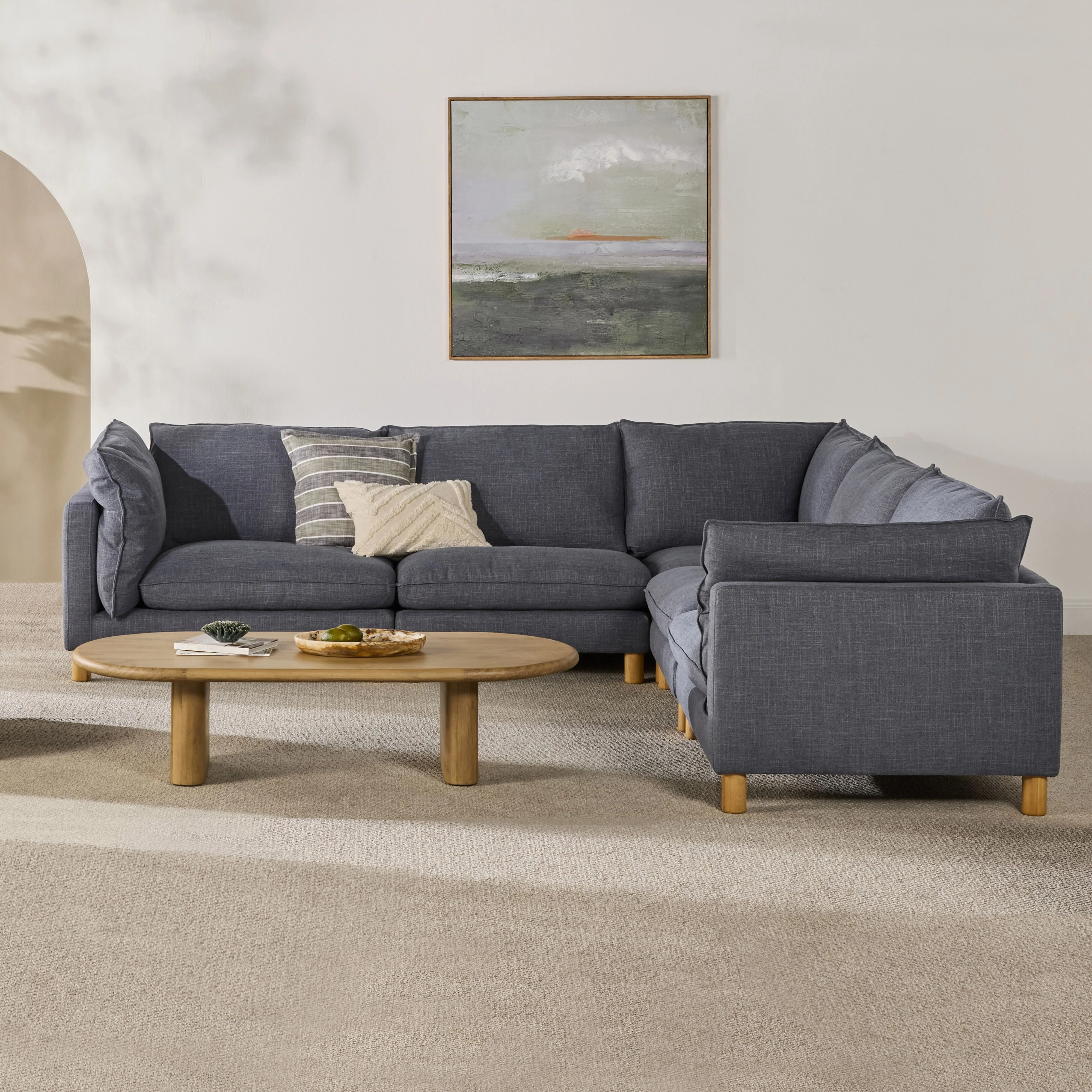 Whitehaven 5 Piece Modular Corner Sofa Atlantic Blue - Image 4
