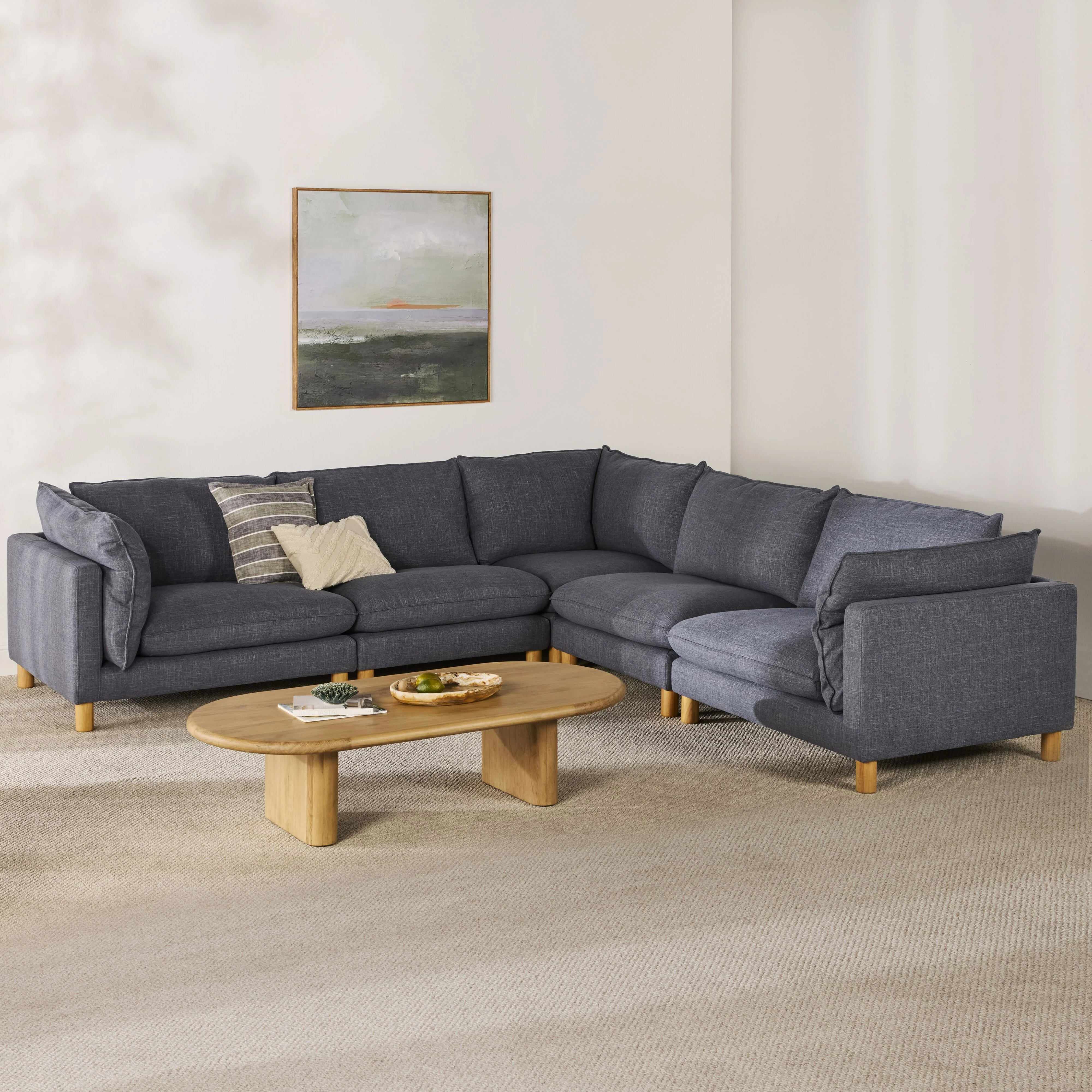 Whitehaven 5 Piece Modular Corner Sofa Atlantic Blue - Image 5