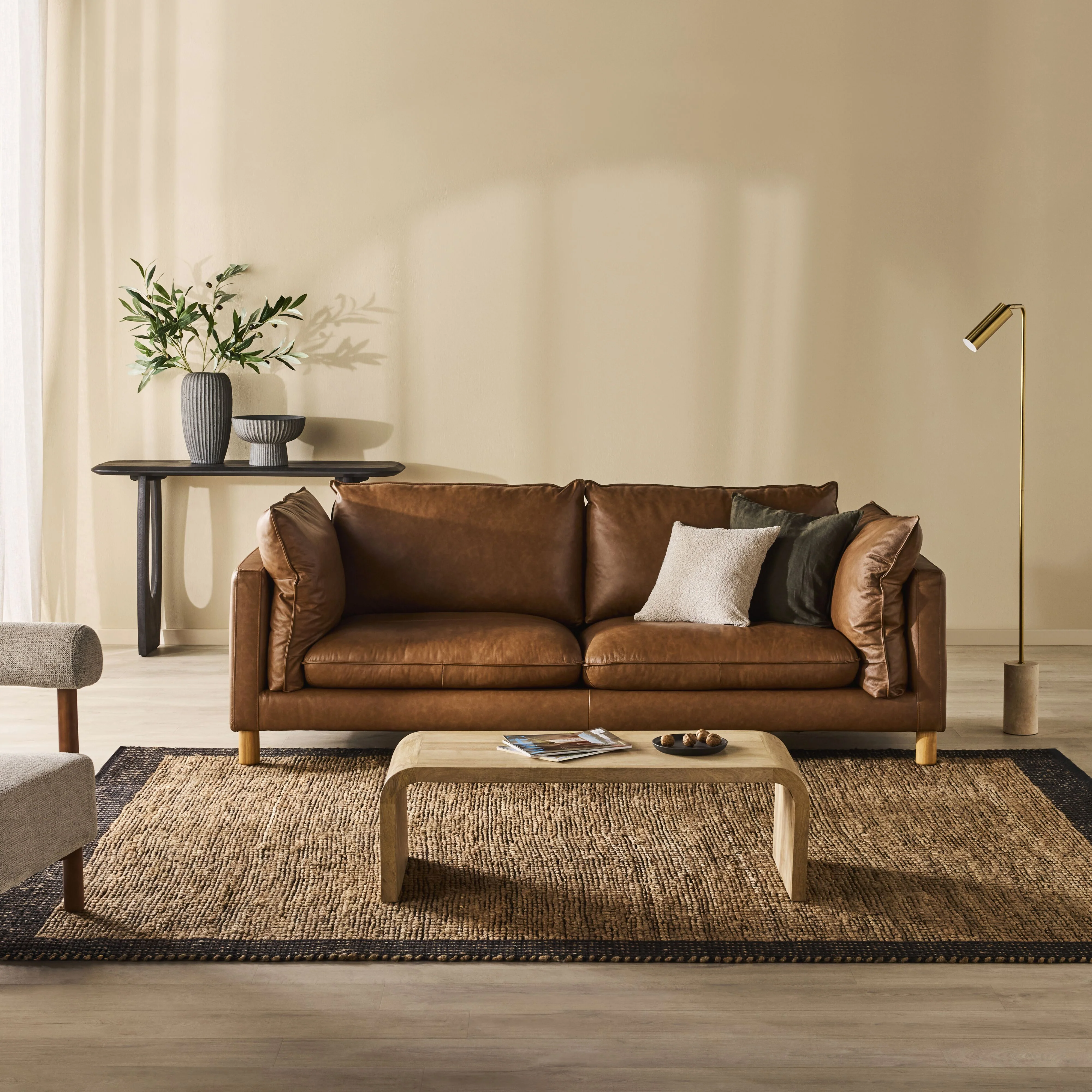 Whitehaven Leather 3 Seater Sofa Vintage Saddle - Image 7