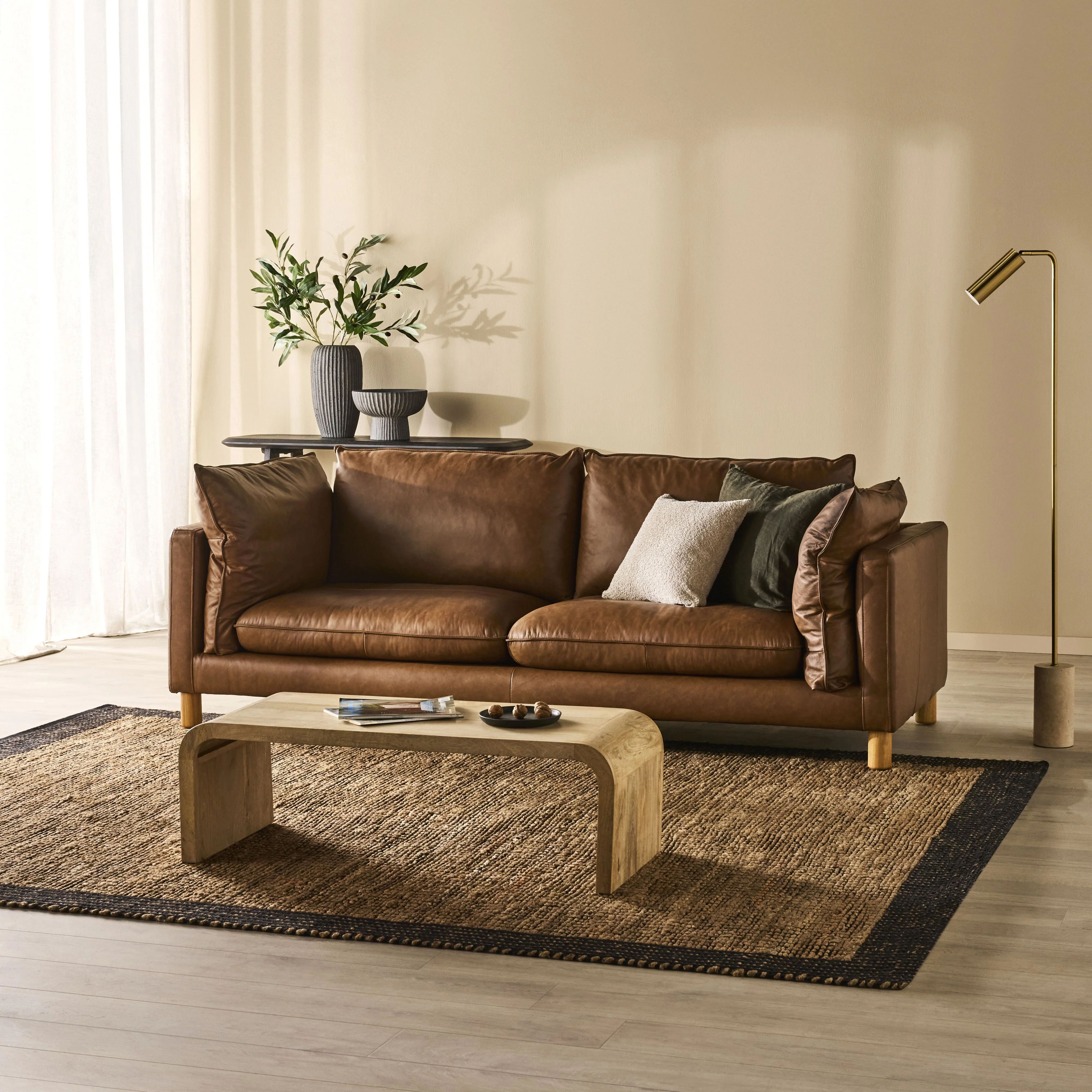 Whitehaven Leather 3 Seater Sofa Vintage Saddle - Image 8