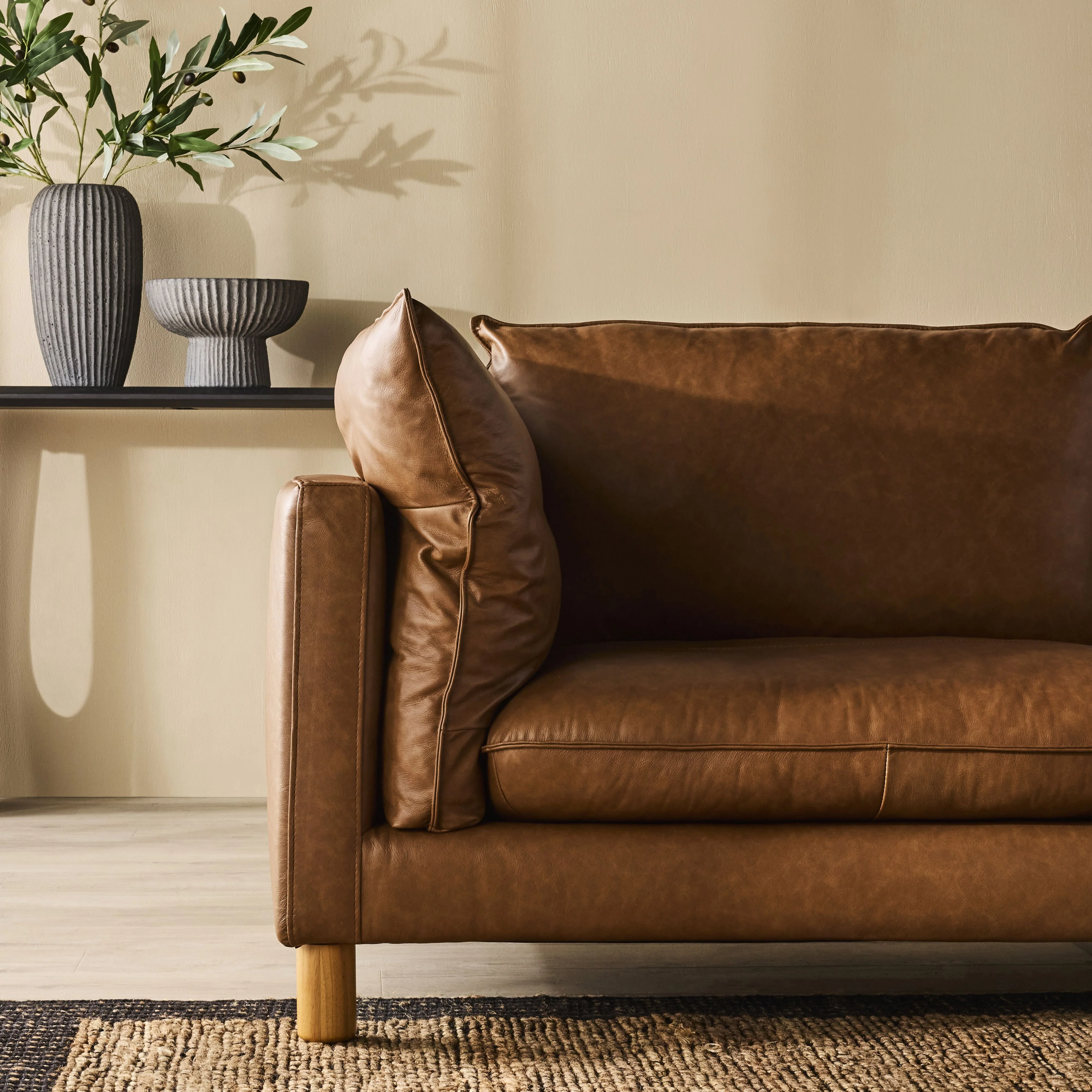 Whitehaven Leather 3 Seater Sofa Vintage Saddle - Image 9