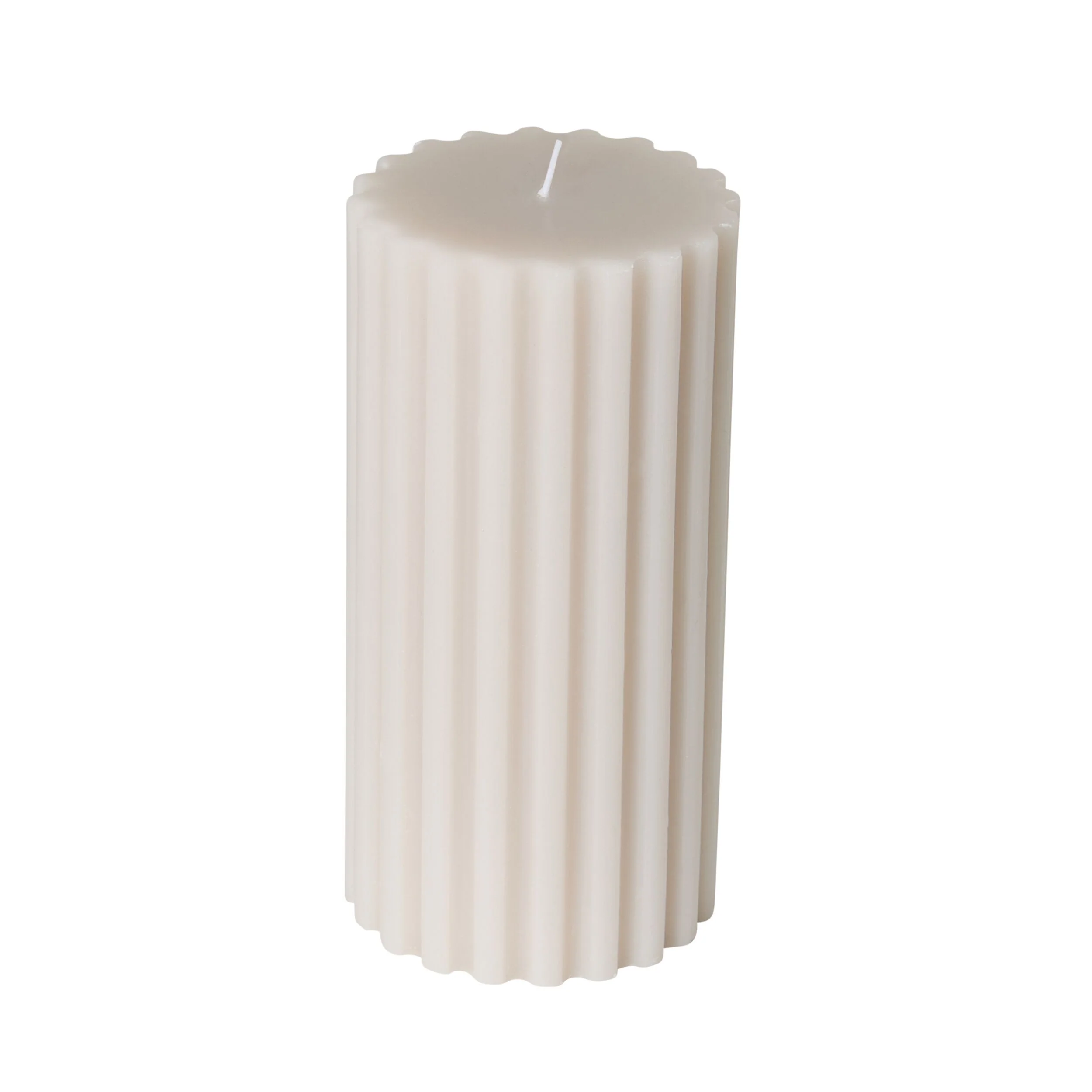 Wide Ribbed Pillar Candle Moonbeam 7.5x15cm - Image 2