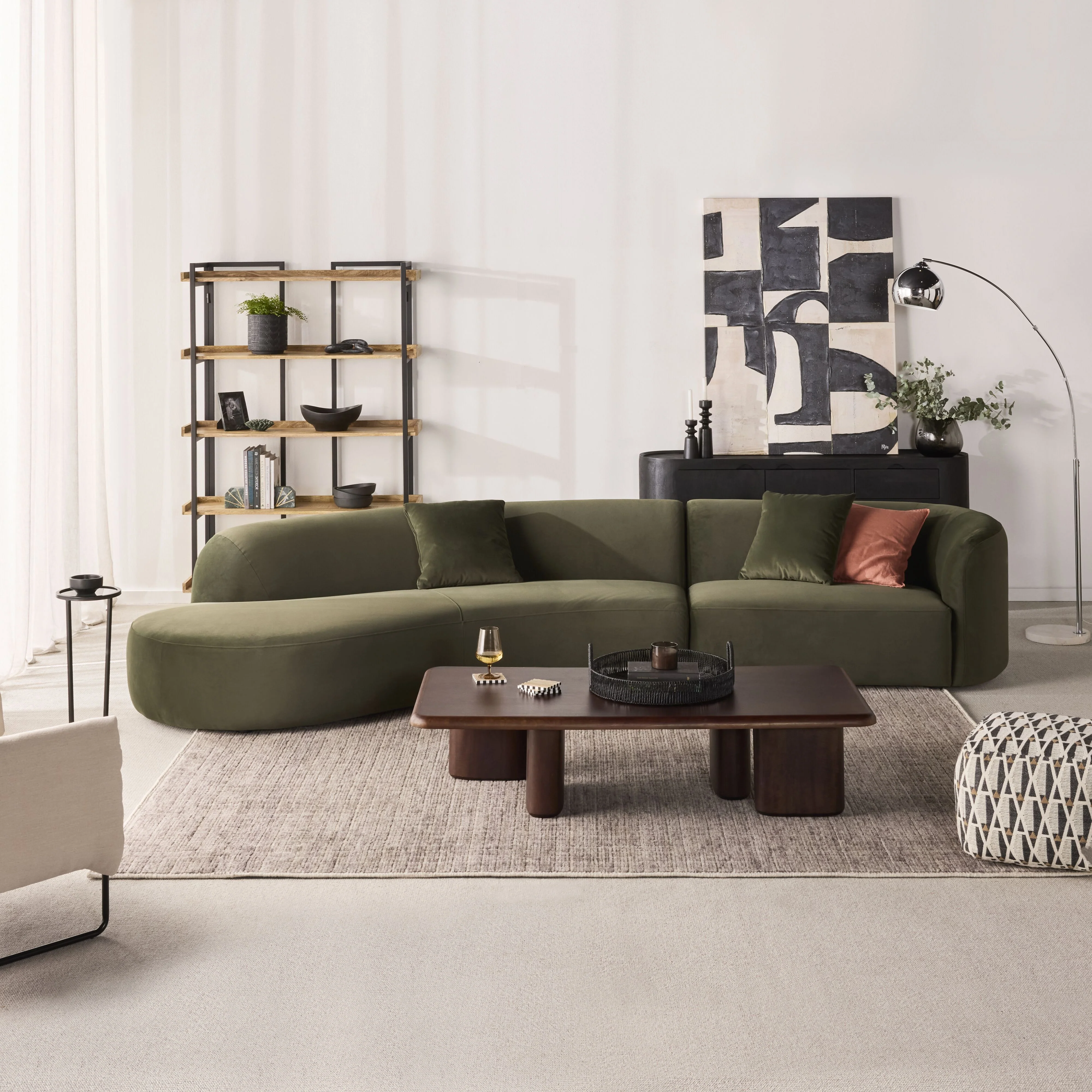 Wylder 4 Seater Curved Sofa Velvet Eucalyptus - Image 16