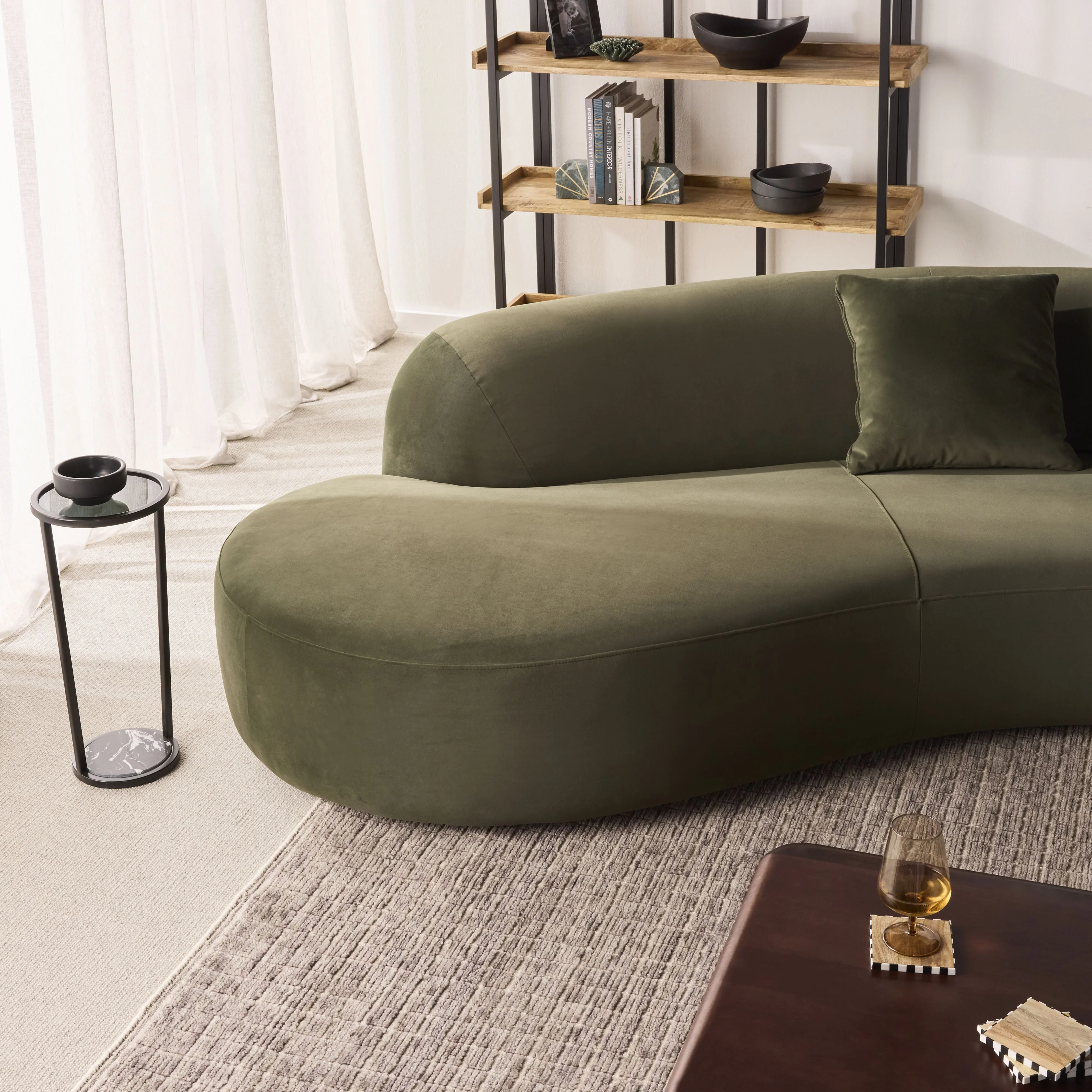 Wylder 4 Seater Curved Sofa Velvet Eucalyptus - Image 18