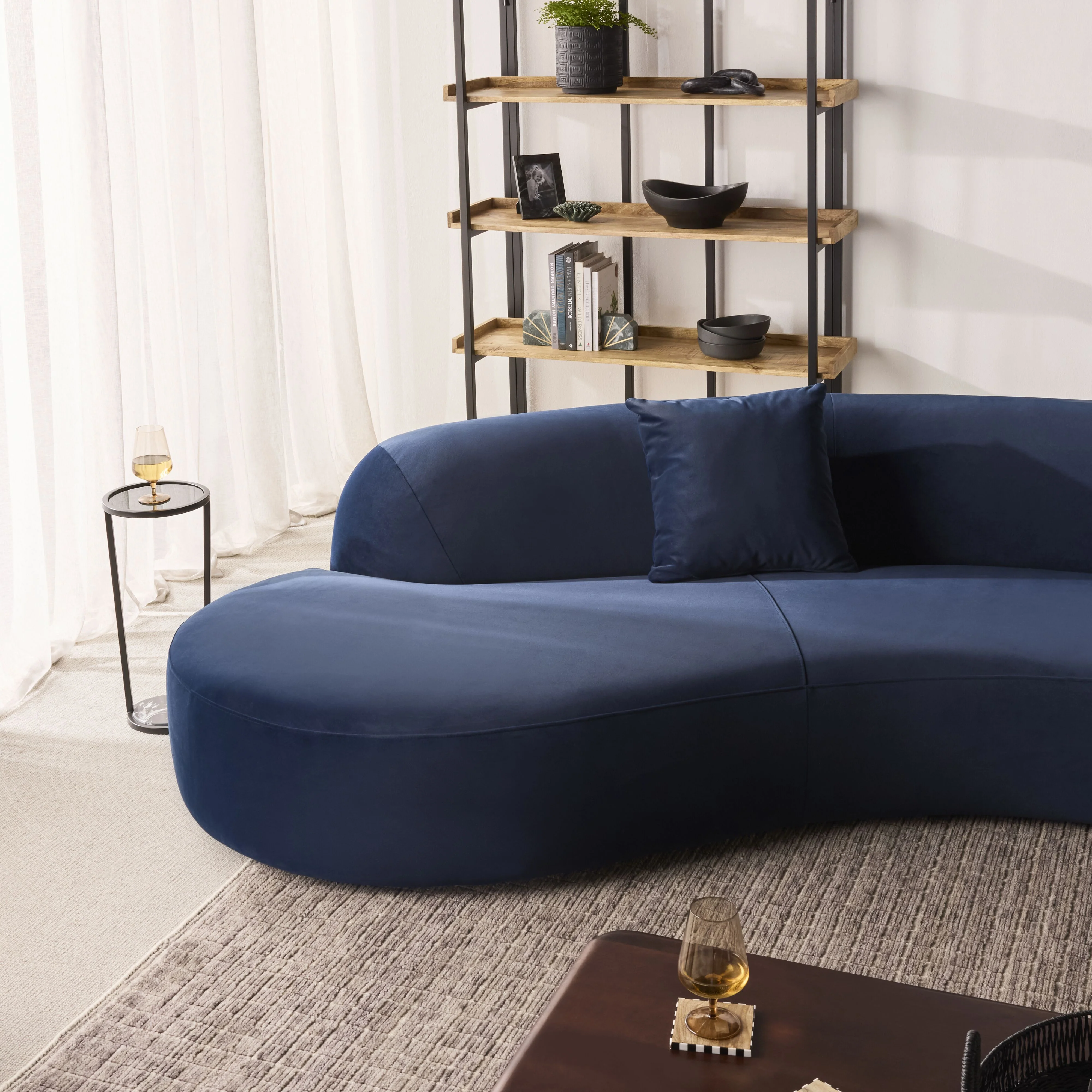 Wylder 4 Seater Curved Sofa Velvet Indigo - Image 14