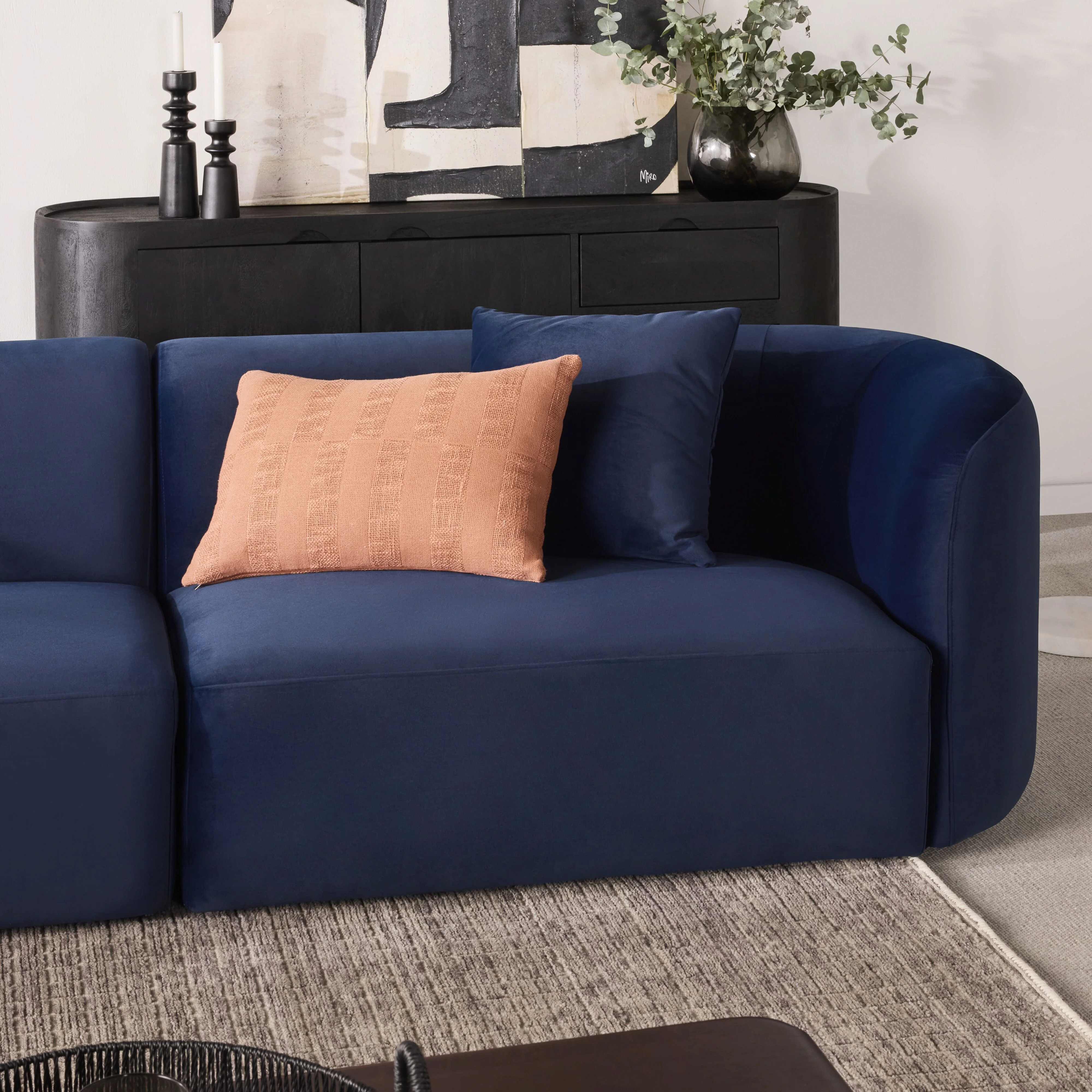 Wylder 4 Seater Curved Sofa Velvet Indigo - Image 15