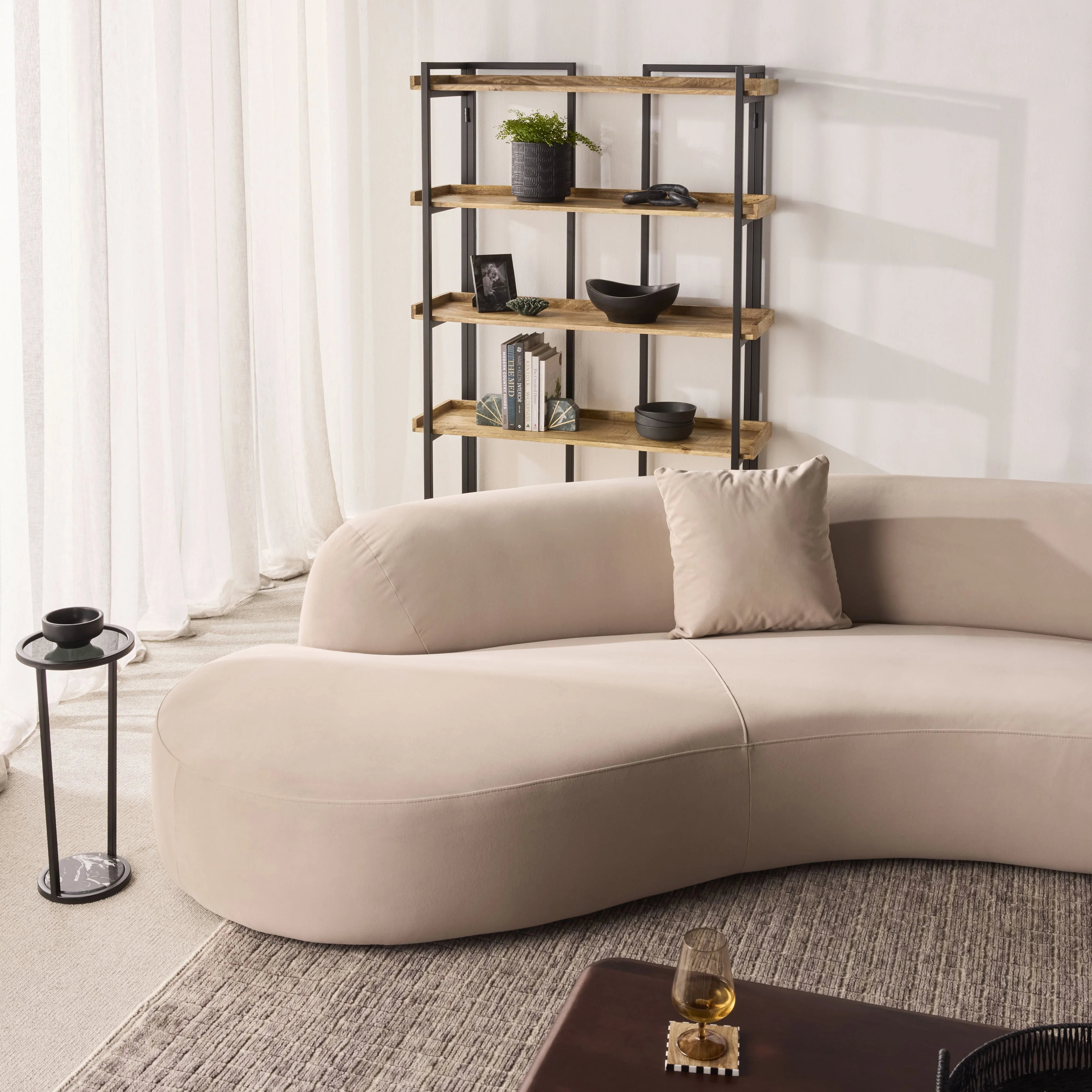 Wylder 4 Seater Curved Sofa Velvet Taupe - Image 18